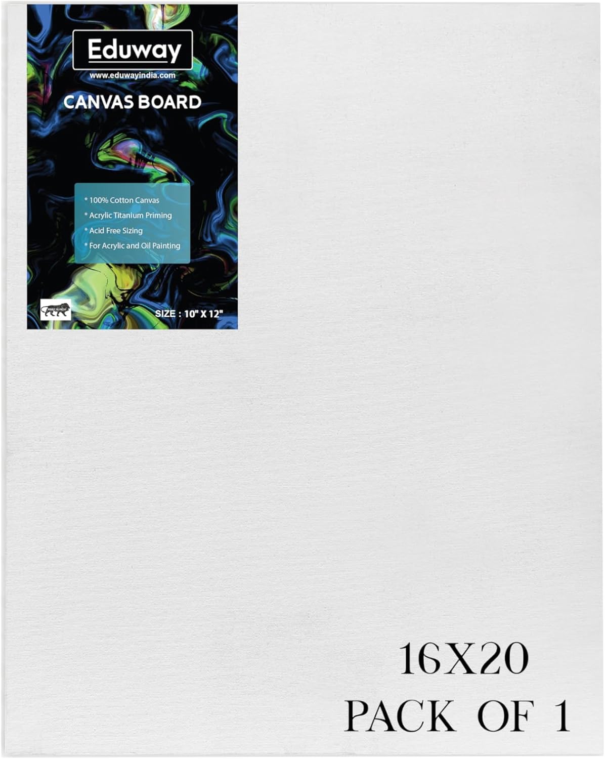 Eduway® Canvas Board for Painting- 16x20 Pof 4 | Premium Quality 7Oz Pre-Primed Cotton Canvas Board for Artists & Beginners | Ideal for Acrylic, Oil, Gouache, Pastels Colors (Pack of 4) (40x50 cms)