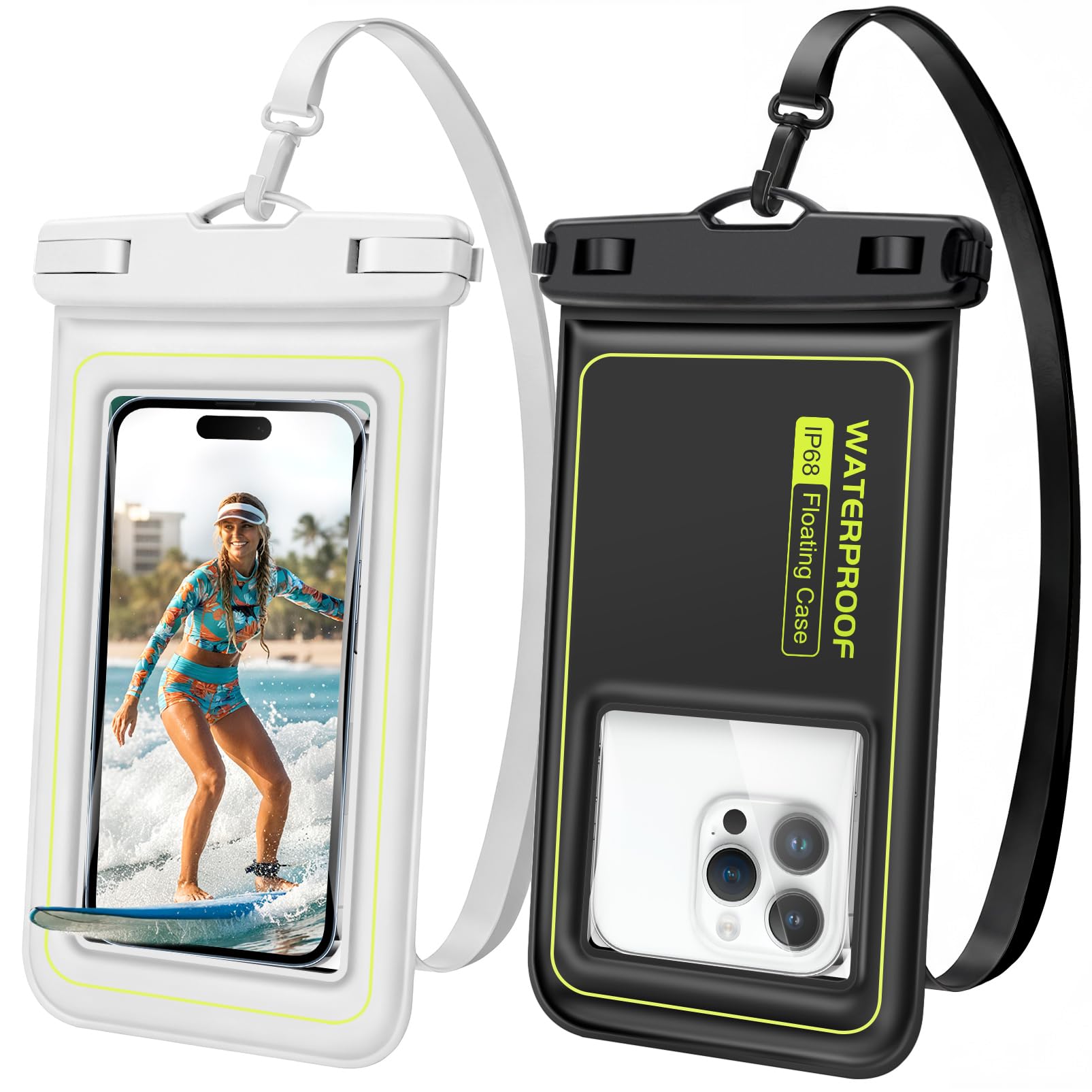 PEORSEFI Floating Waterproof Phone Pouch, 2 Pack IP68 Waterproof Phone Case for iPhone 17 16 15 Pro Max Galaxy S25 S24 Ultra Up to 7", Cellphone Dry