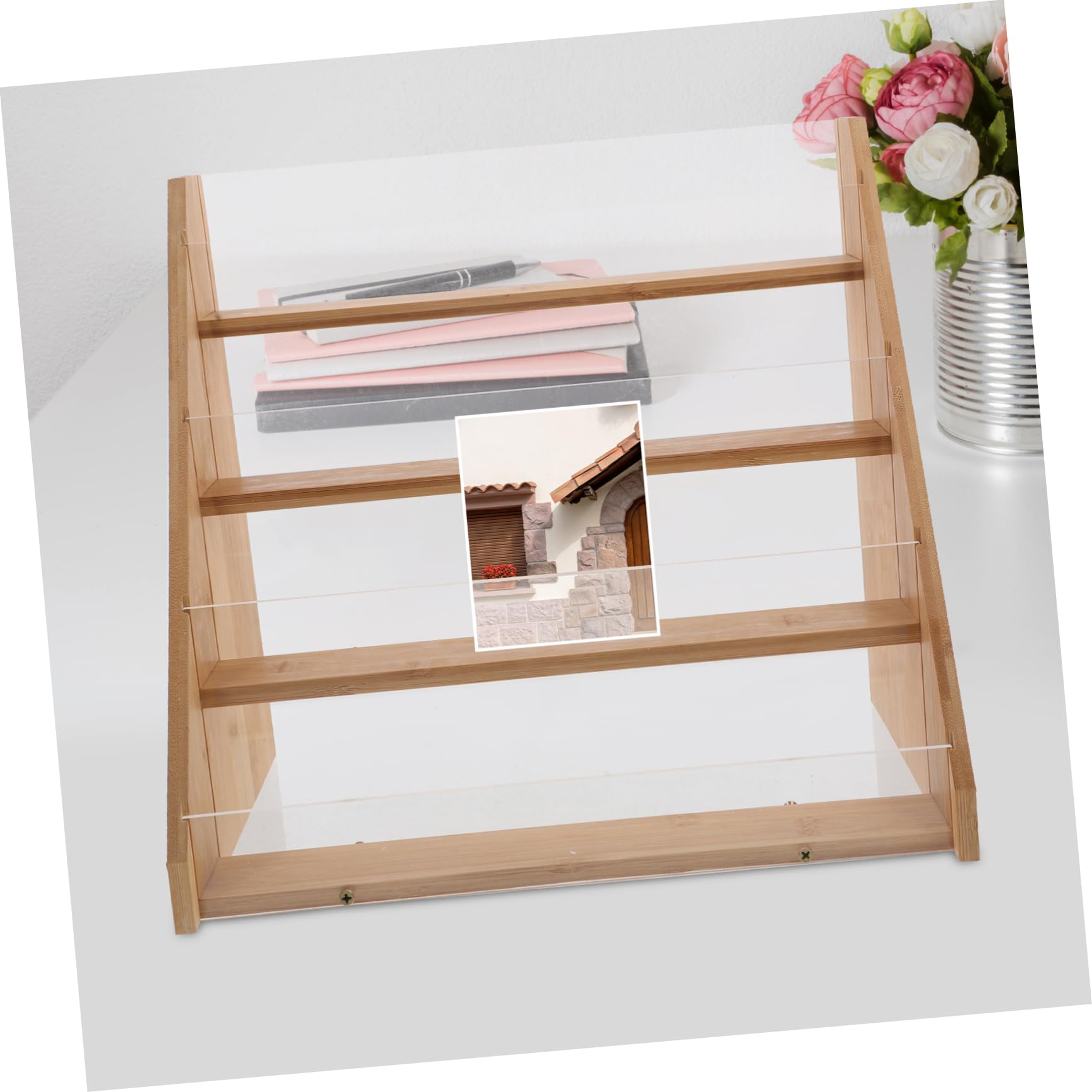 Présentoir pour et Ranger Cartes Design Multilayer Organisateur de Cartes de en Bambou et Acrylique Support Pratique pour et Ranger Cartes pour Mariages et Anniversaires