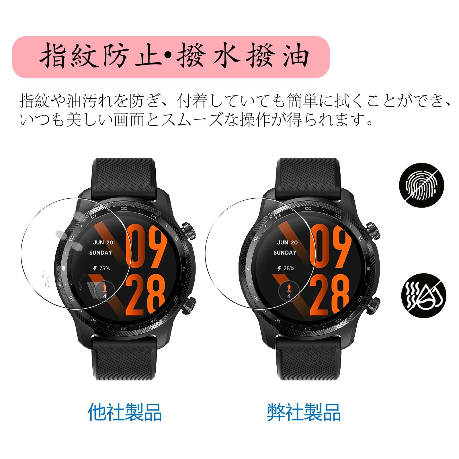 Amazon.co.jp: 【2枚セット】対応 TicWatch Pro 3 Ultra GPS フィルム 
