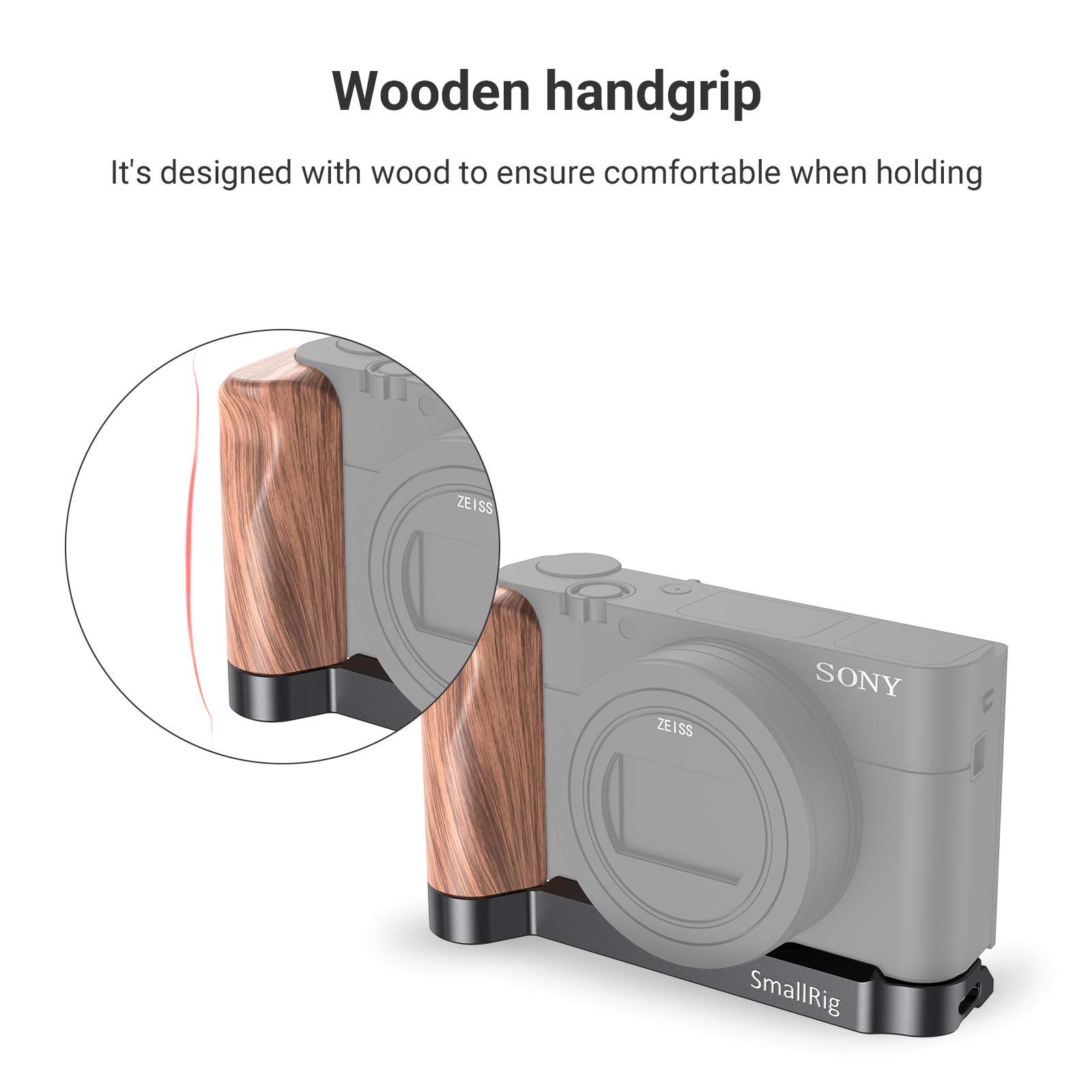 SMALLRIG L-Shaped Wooden Handgrip Empuñadura para Sony RX100 III/IV/V (VA) / Vi/VII - LCS2467