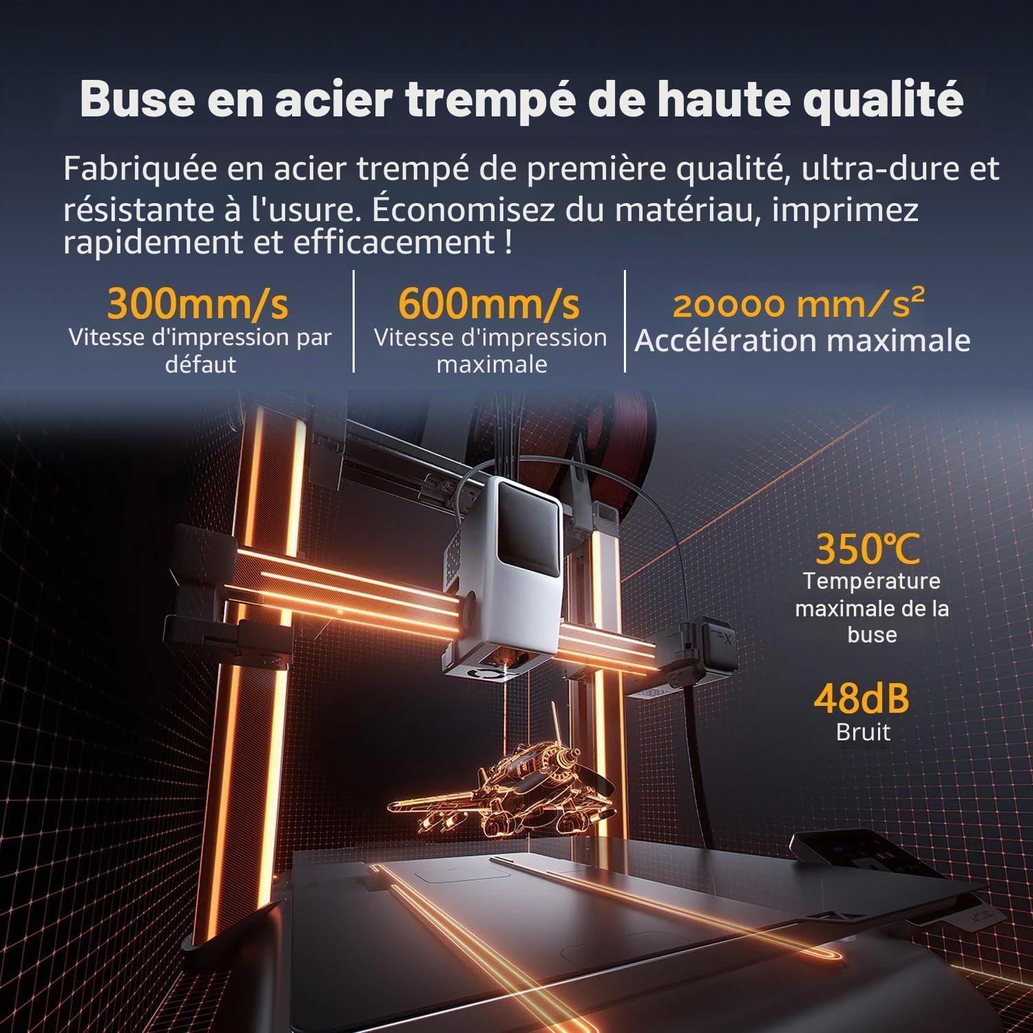 Hotend Chauffage Assembly & 2PK 0.4MM Buse pour Kobra X 3D Priner Élément de chauffage Kit Élément de chauffage Extrudeur de buse durcie extrémité chaude pour Anycubic Kobra X Accessoires