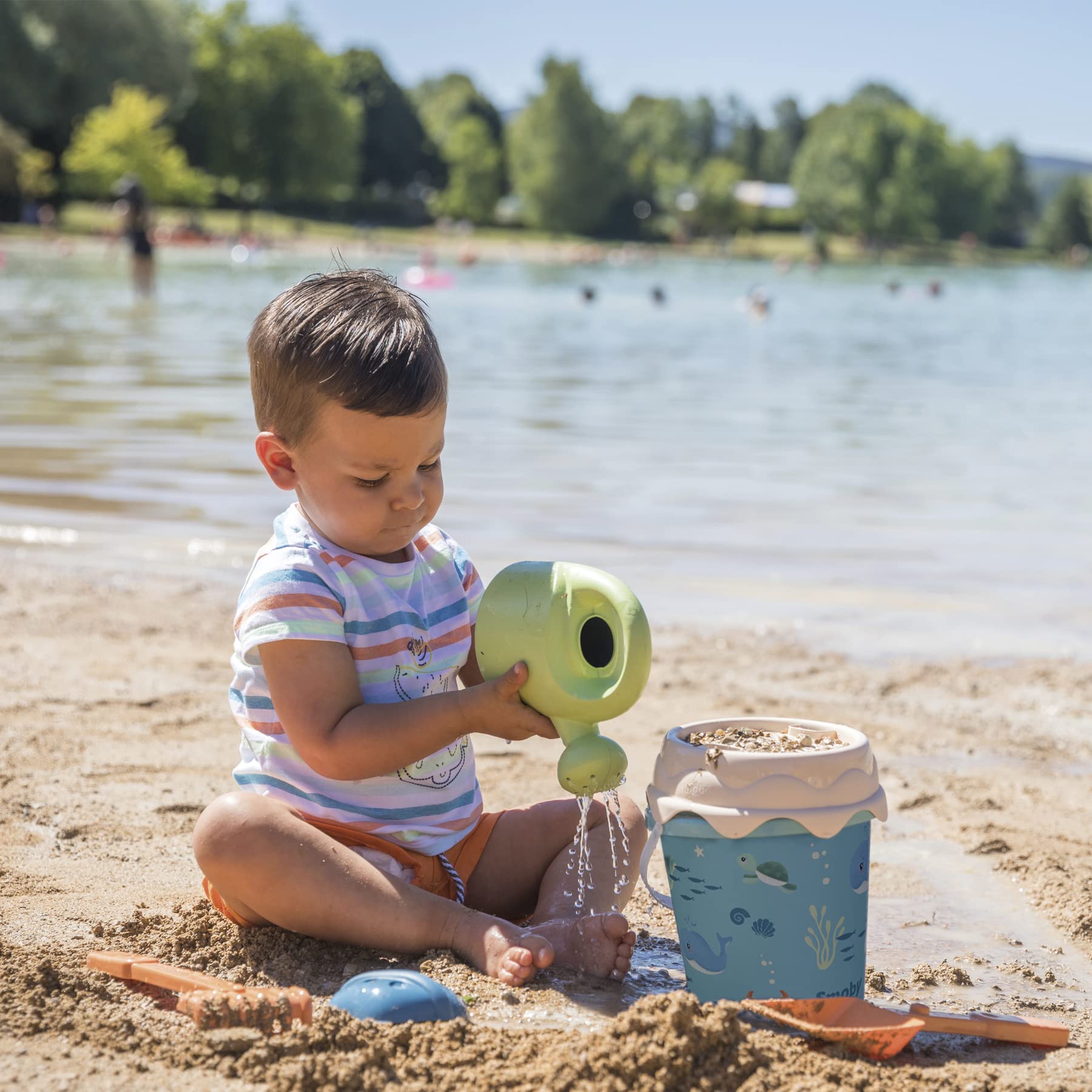Smoby Seau De Plage Minnie Avec Arrosoir, Tamis, Râteau, Pelle Et Moule – Dès 18 Mois – Fabrication Française