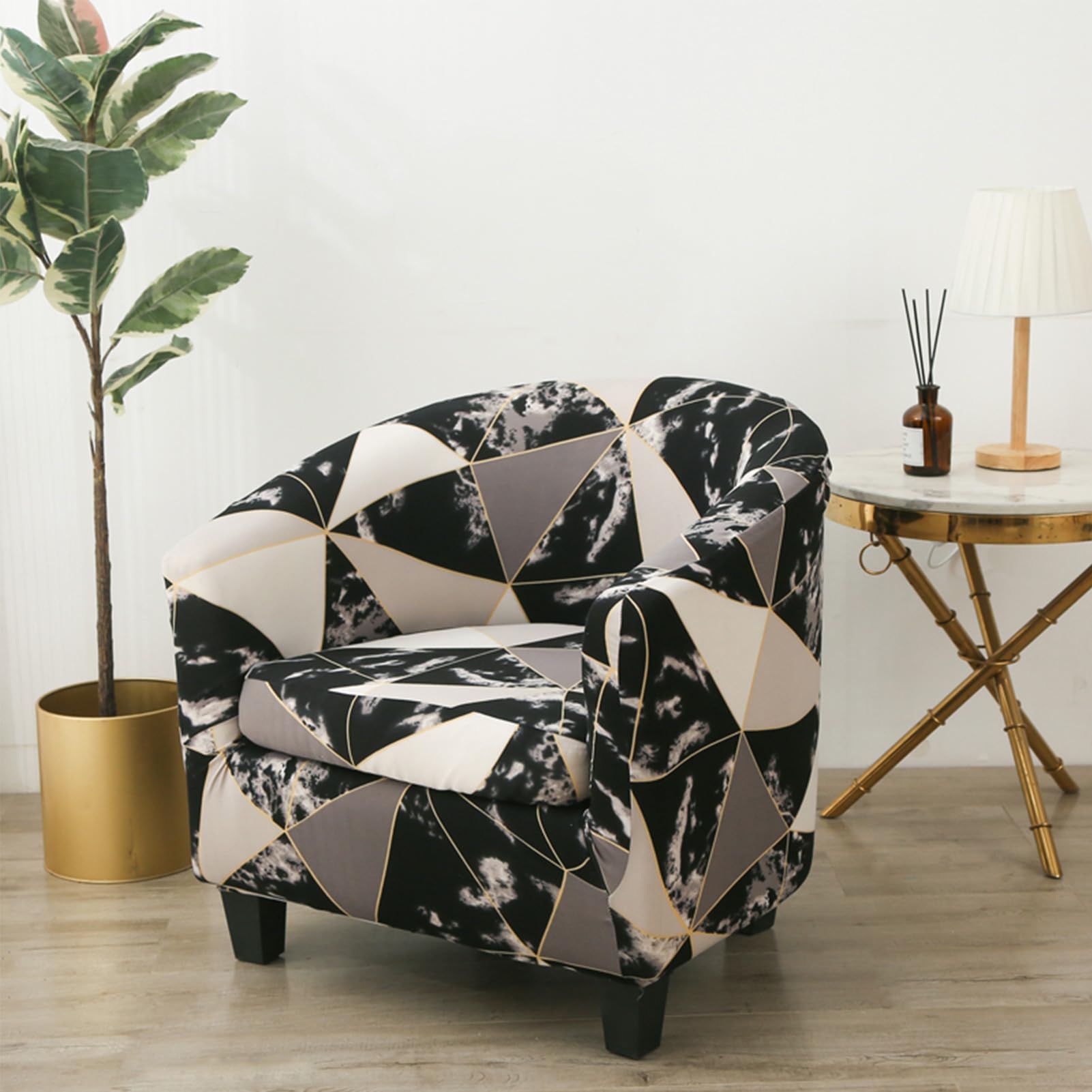 MINGZHE Stretch Barrel Chair Covers,Highly Elastic All Inclusive Semicircular Single Sofa Chair Cover, Club Removable Couch Furniture Protector Arm Chair Cover for Living Room(#2)