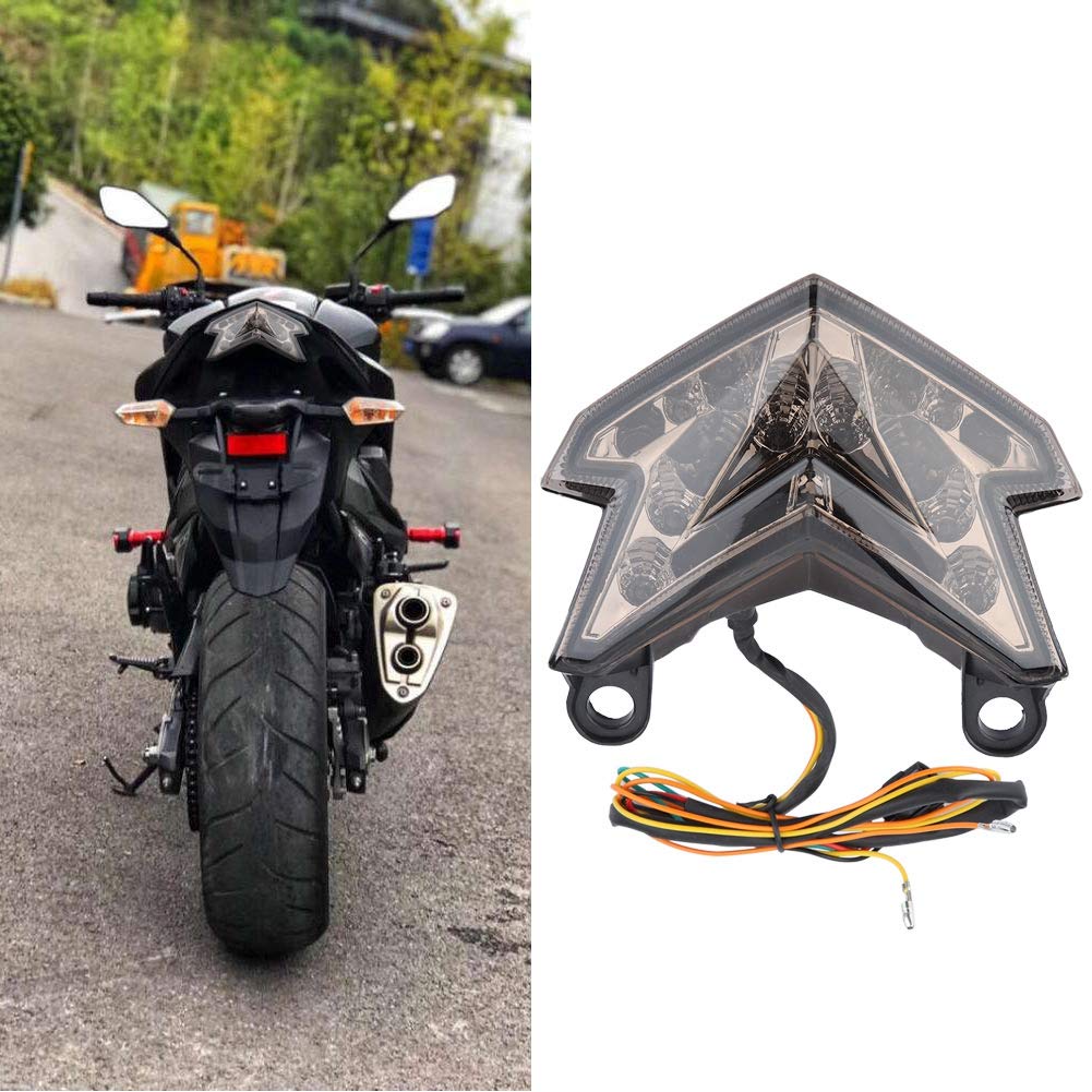 Yctze Luce di stop per motocicletta a LED, fanale posteriore per fanale posteriore per Z800 2013 2014(Nero)