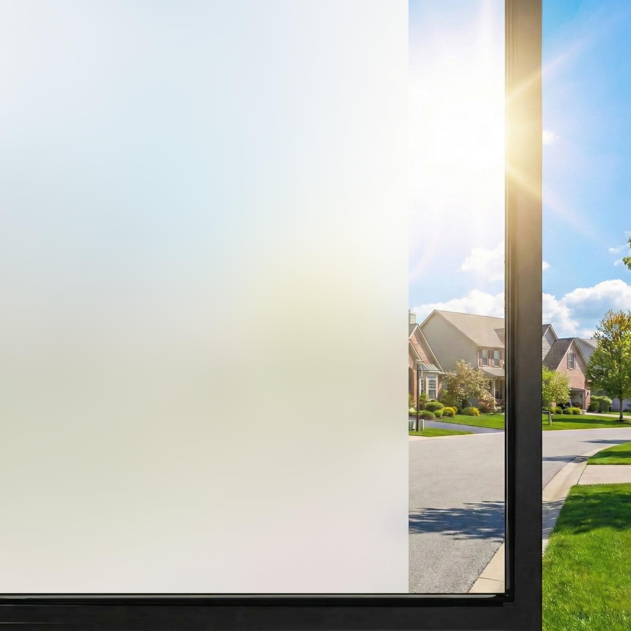 Window Film Privacy, Frosted Glass Window Film Static Cling Opaque Vinyl Sticker No Glue for Bathroom Door Office, Matt, 44.5 x 200cm