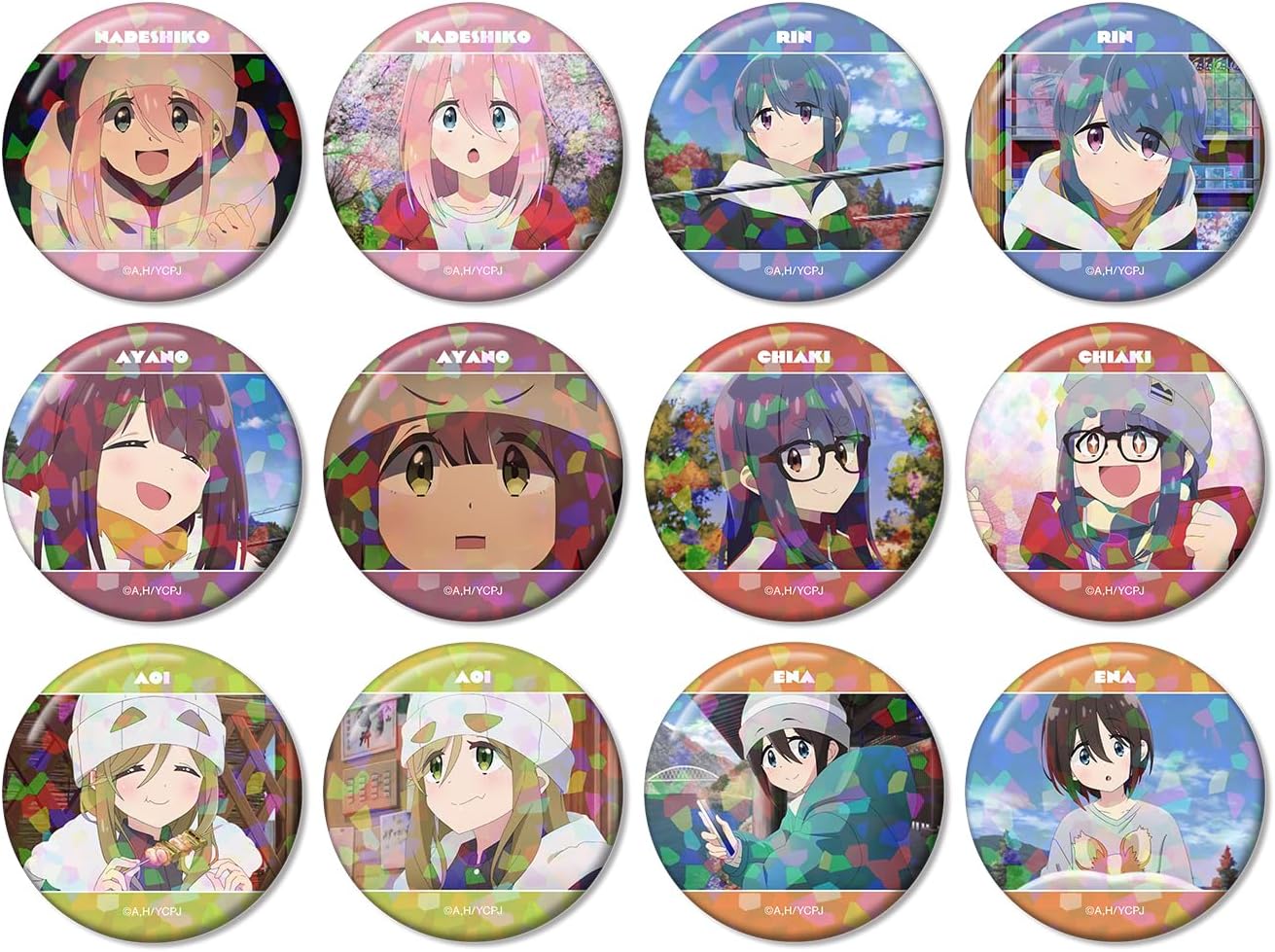 Yuru Camp SEASON3 Trading Scene Hologram Tin Badges Box of 12