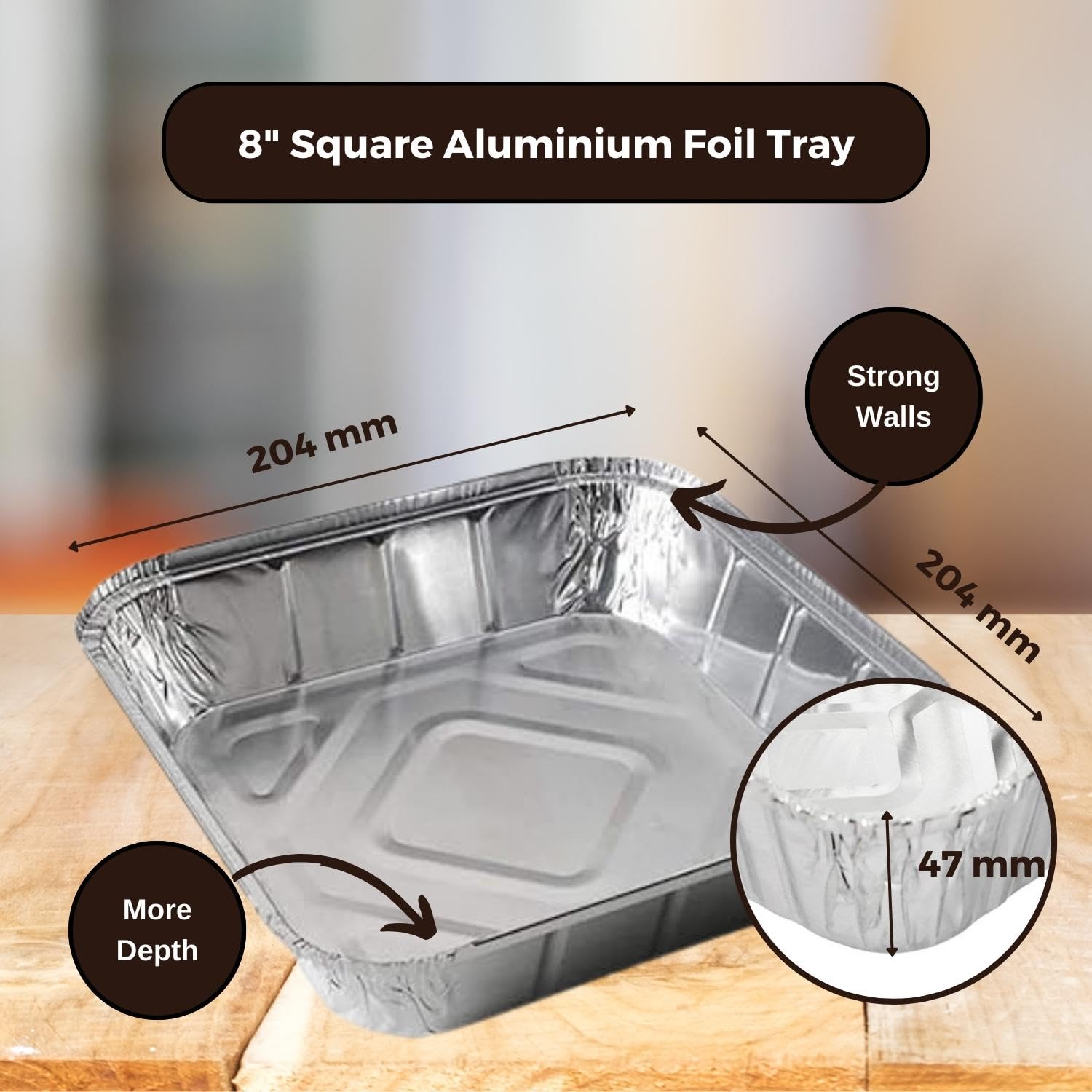Homeshopa Lot de 10 plateaux jetables en aluminium,Idéal pour la préparation des repas, le stockage des aliments, la cuisson, le grillage, le rôti, les récipients alimentaires jetables,20.3x20.3 cm