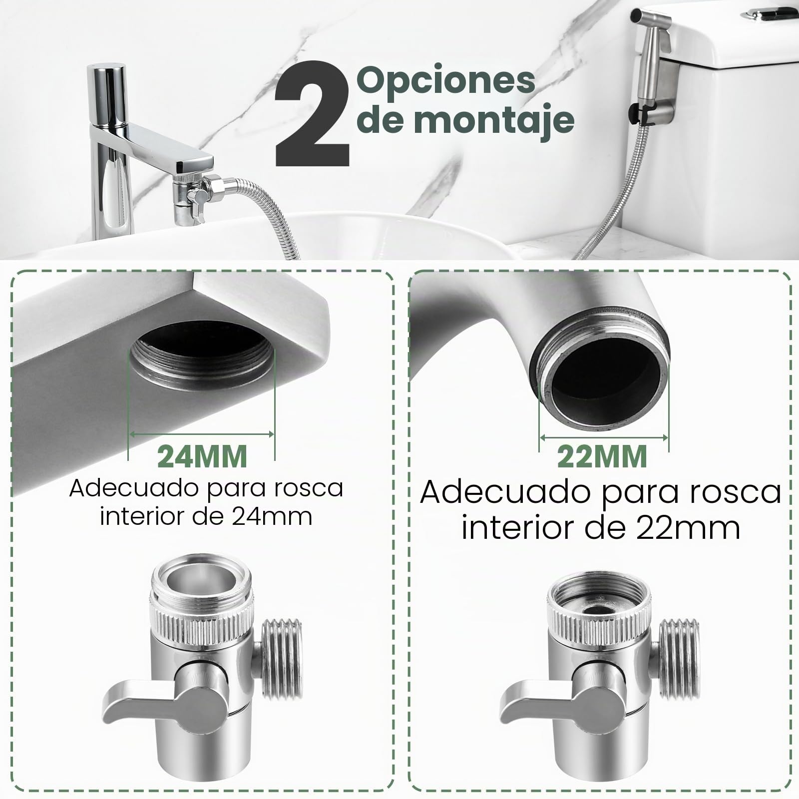 Bidé de ducha de mano para grifo de lavabo, juego de ducha de acero inoxidable con conector, manguera y soporte para el cuidado corporal, para bañar mascotas y limpiar pañales de tela
