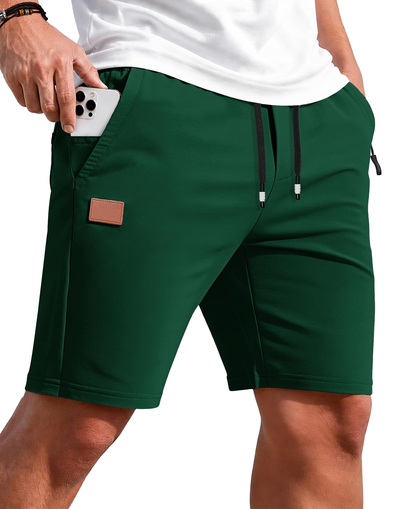 TARAINYA Sporthose Herren Kurz Zipper Baumwolle Kurze Hosen Shorts Sommer Sport Elastische Taille Kordelzug Stretch Mit Taschen