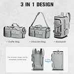 G4Free 3-in-1 Expandable 55L Duffle Bag for Travel Gym, Large Duffel Backpack for Men Women with Shoes Compartment, Grey | 45L to 55L, with Shoes Compartment & Wet Pocket, for Men Women