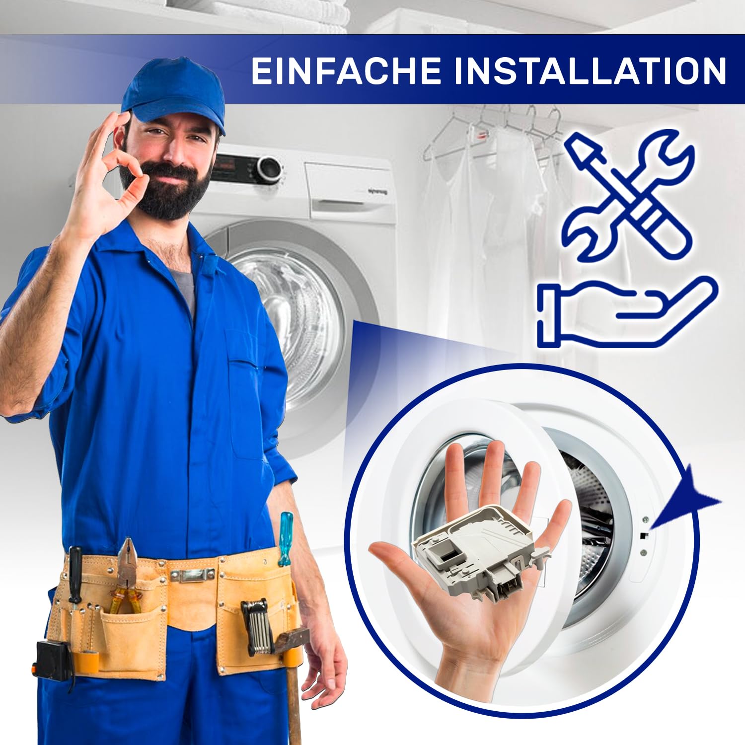 Türschloss der Waschmaschine T85 16(6) A 250V mit 3 Kontakten mit dem Originalcode 00619468 00633765 für Bosch für Siemens - Garantie 10 Jahre - MONTERAL