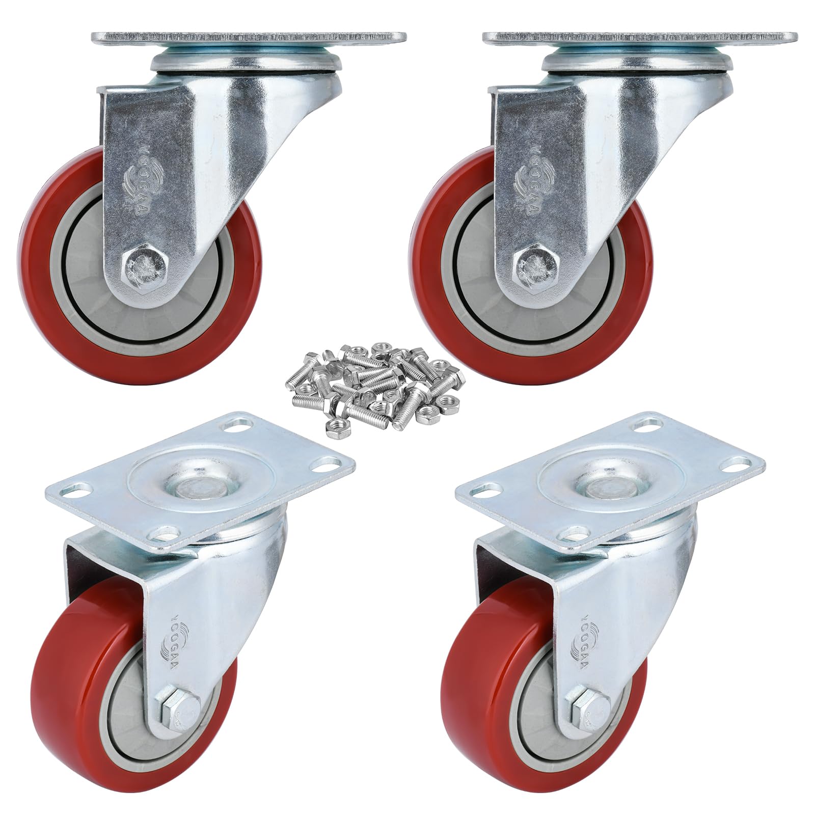 3 inch Heavy Duty Casters Capacity 1000lbs Bearing Caster Wheels Without Brake Swivel Casters for Furniture and Workbench Set of 4