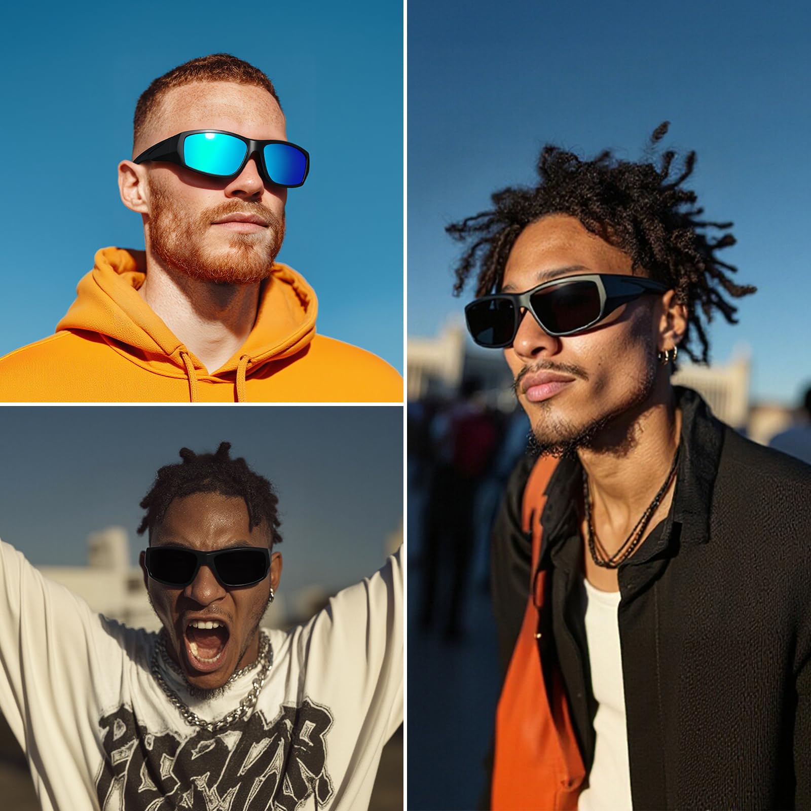 WISTON Gafas de sol envolventes XL Z87 para cabezas grandes, hombres y mujeres, TR90 superoscuras, ultraligeras, UV400, protección de seguridad W8707