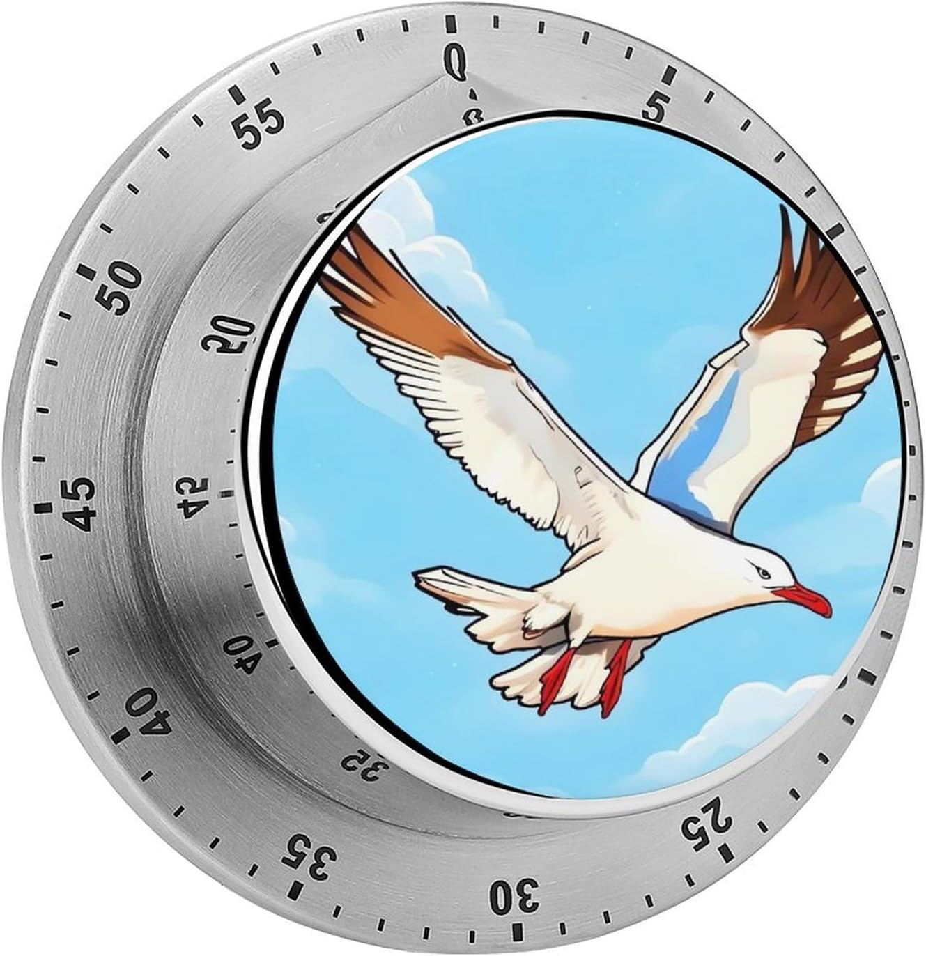 Flying Seagulls Timer Stainless Steel Kitchen Timers Waterproof & Rust-Proof 60 Minute Mechanical Timer with Loud Alarm for Cooking, Baking, Fitness