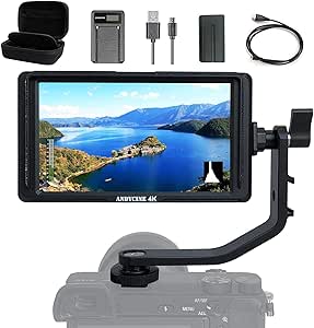 ANDYCINE A6 Lite 5inch DSLR HDMI Camera Field Monitor+Battery+Carry Case+Battery Charger Combo 1920x1080 Video Peaking Focus assits HDMI Input and Output DC Output with Tilt Arm