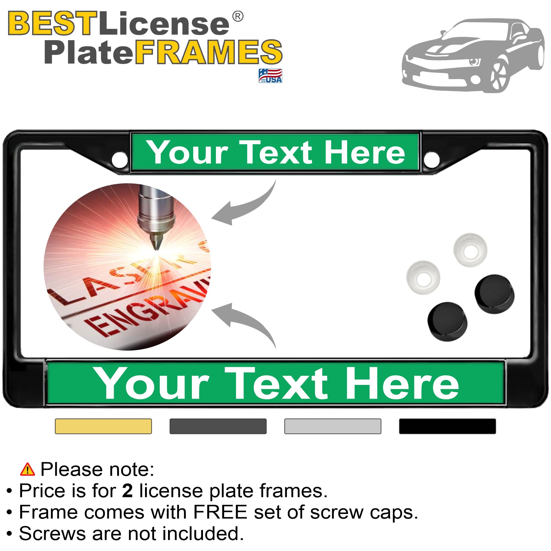 Custom Personalized Metal Laser Engraved Car License Plate Frame with Free caps - Picture 30 of 132