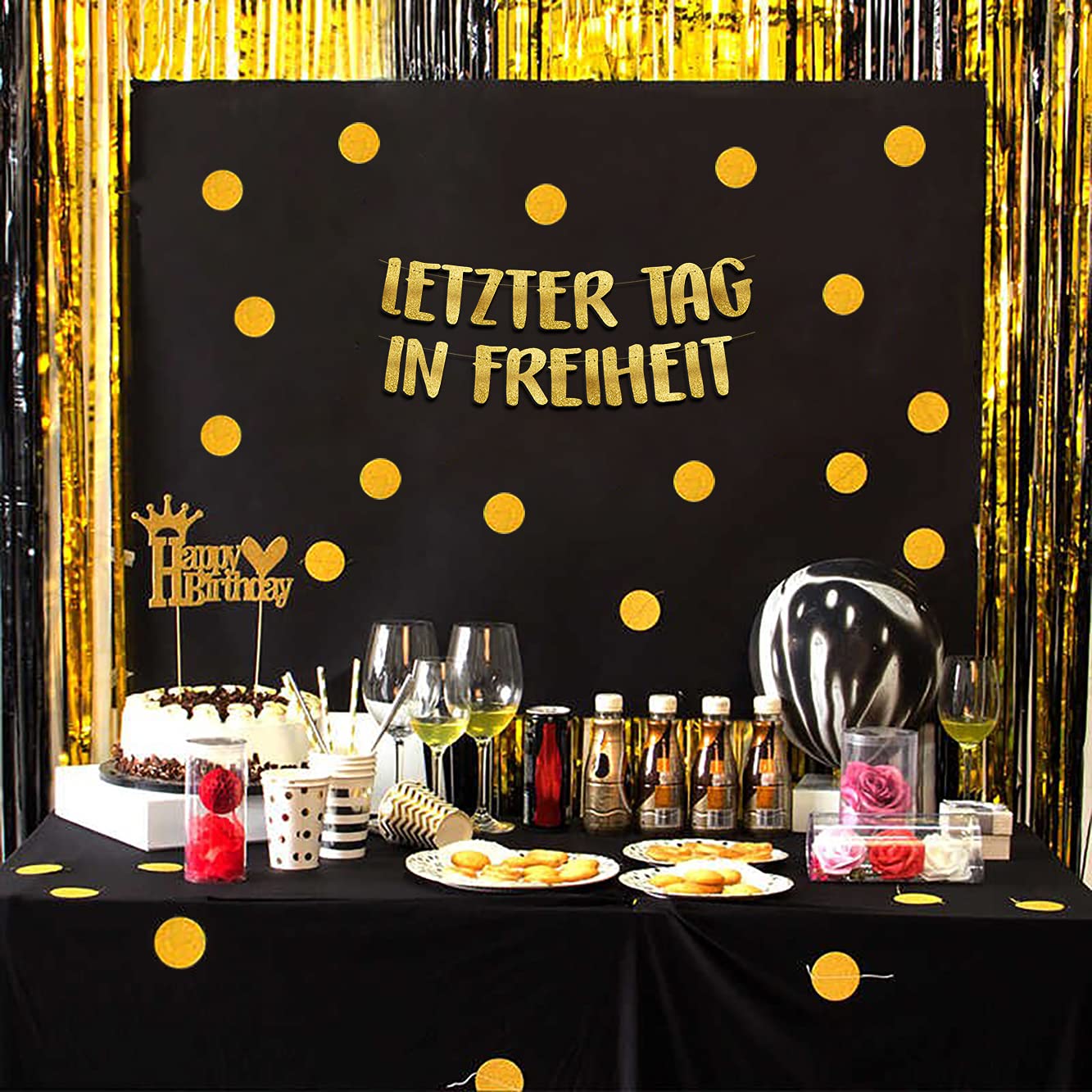 EU Striscione Con Scritta Glitter 'Letzter Tag' – Decorazione Festa, Leggero E Pieghevole