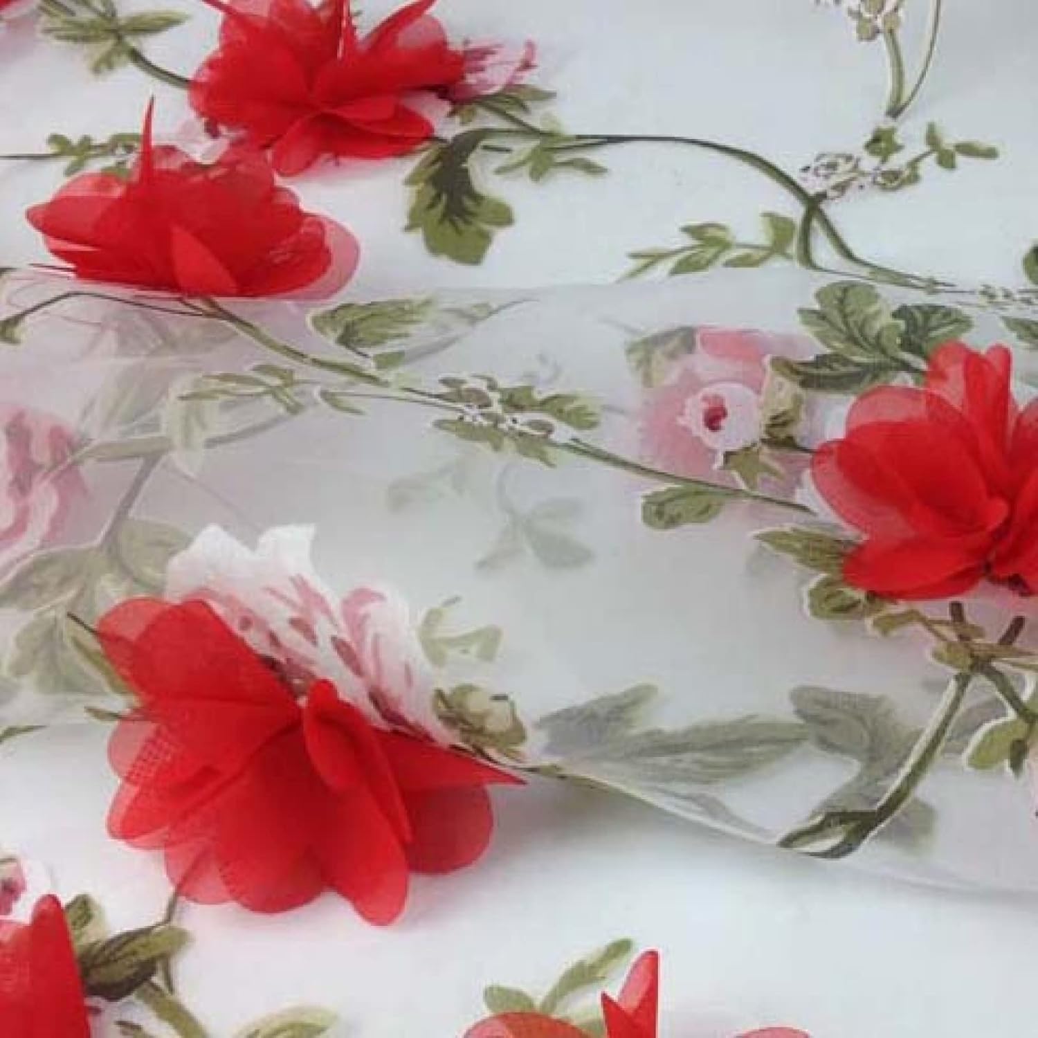 Tessuto di pizzo organza fiori in chiffon poliestere