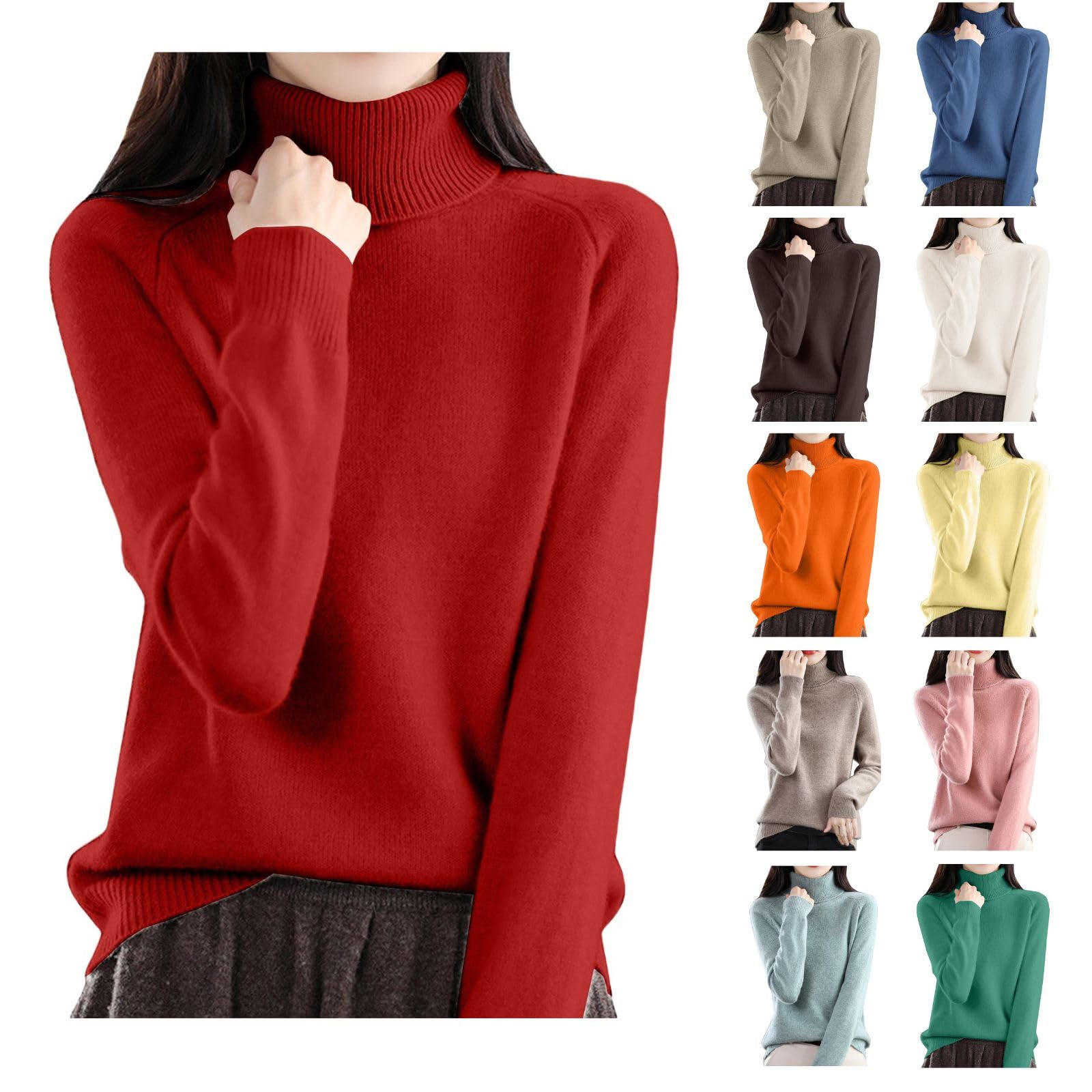 Cashmere Turtleneck Sweaters for Women - Oversized Fall Winter Long Sleeve Soft Dressy Casual Knit Pullover Tops 2025