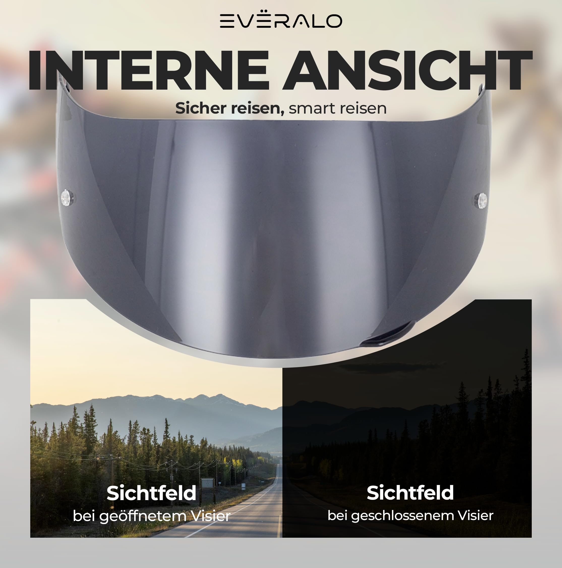 kompatibel mit Visier Agv K1 - K1s - K3sv - K5 - K5s - S4sv - Horizon - Skyline - Strada - Stealth sv - Compact - GT-2 (Dark Schwarz)