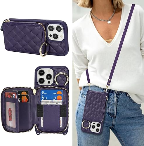 Miniatura 25 de Funda Cartera Bandolera para iPhone 11, Cuero PU Cremallera Bolso Cartera Funda Plegable con Tapa, Funda Folio con Soporte con Ranuras para Tarjetas