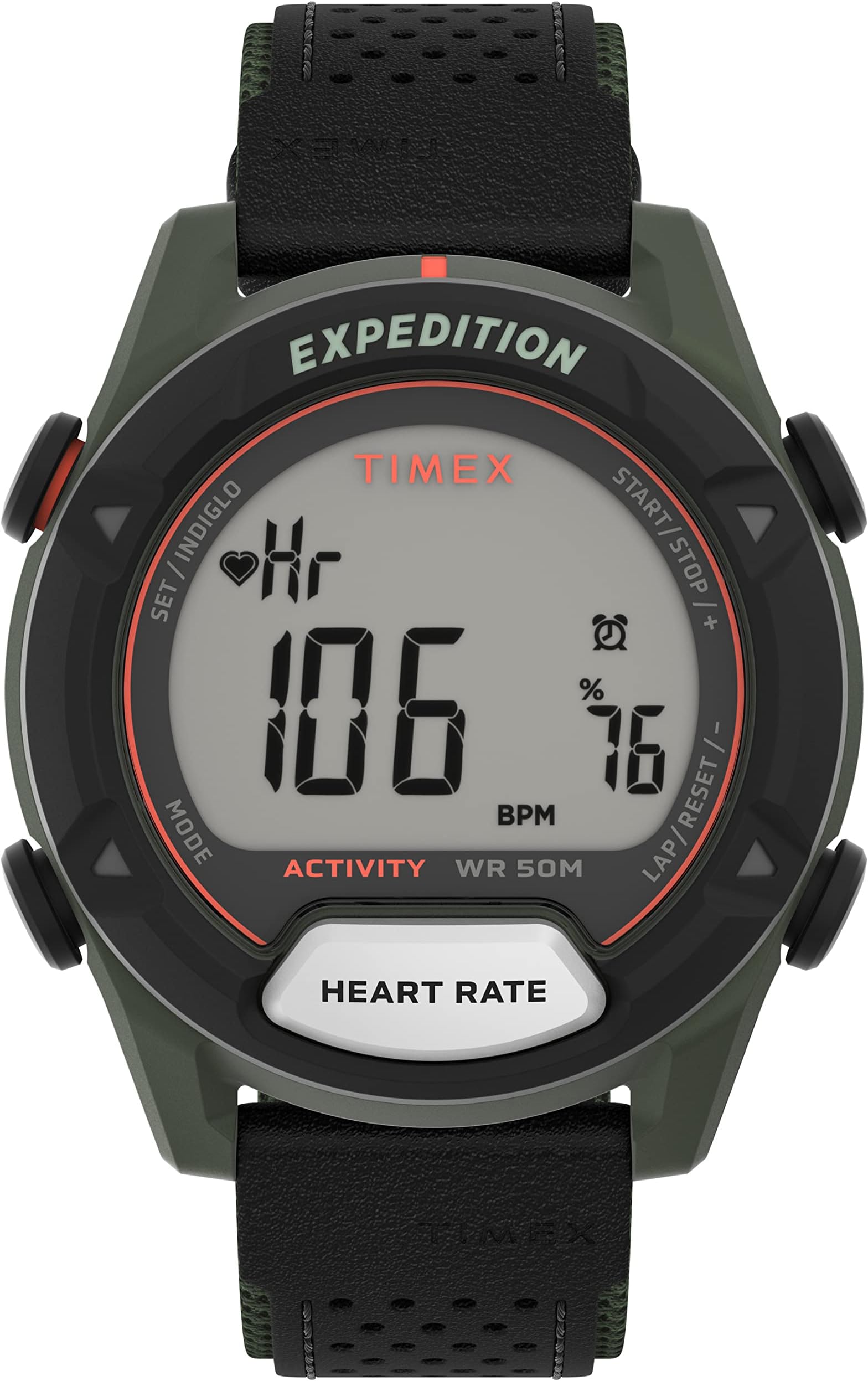 Expedition Rugged Digital Men's 43mm Leather Strap Watch