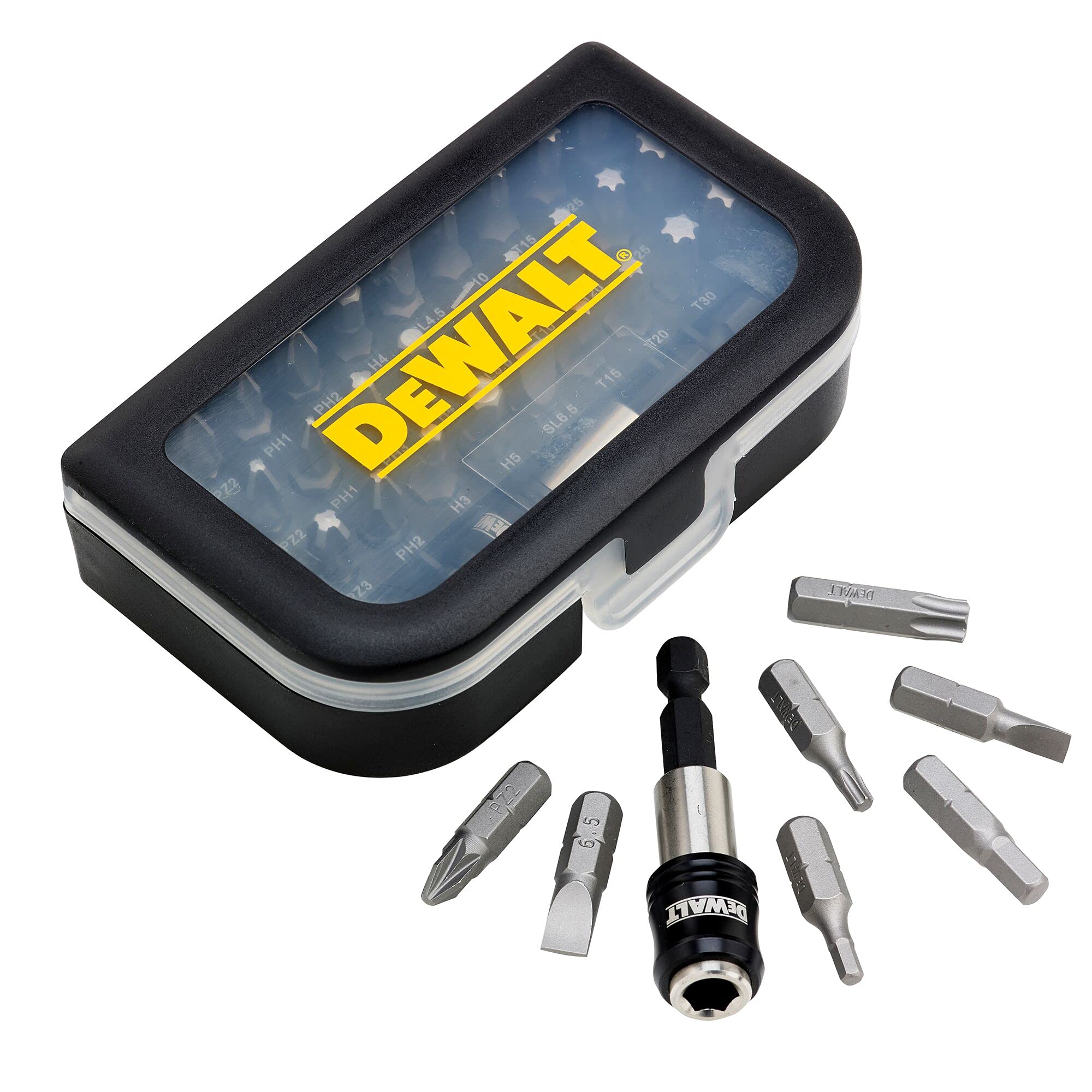 Image secondaire de DEWALT DT7944S-QZ Juego de 31 piezas con puntas de atornillar y adaptador de cambio rápido, Noir/Jaune