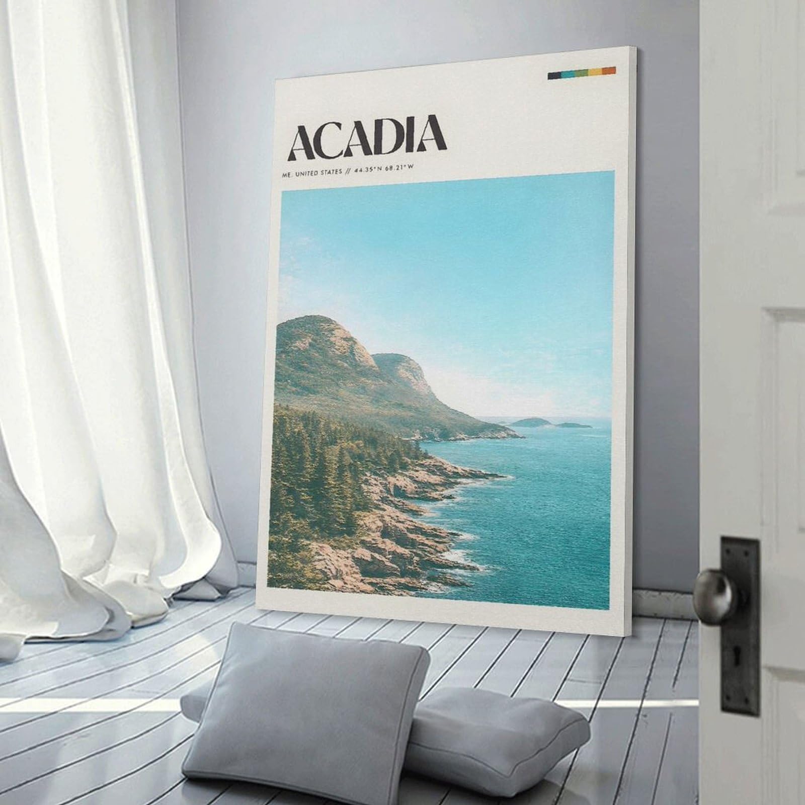 Junmoney Canvas Wall Picture Acadia National Park Coastal Landscape, 16x24inch(40x60cm), for Office, Study Or Home Workspace, Canvas Wall Decor for Creative Rooms