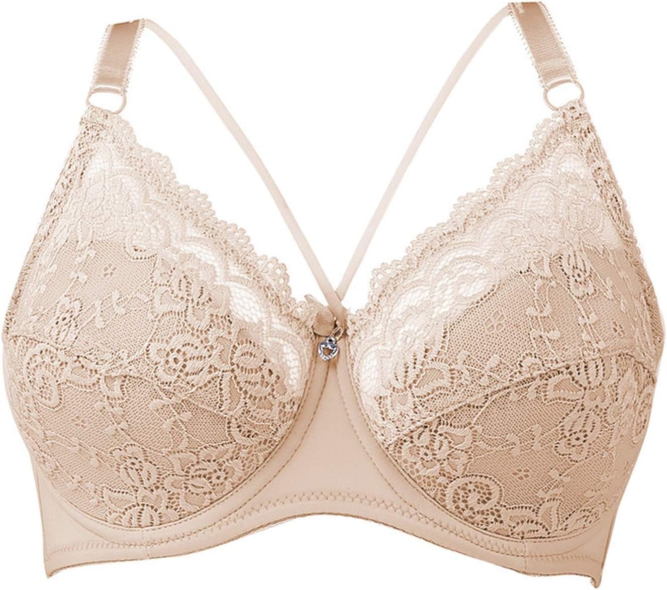 brasier de encaje ultrafino para mujer, de algodón, con aros, talla