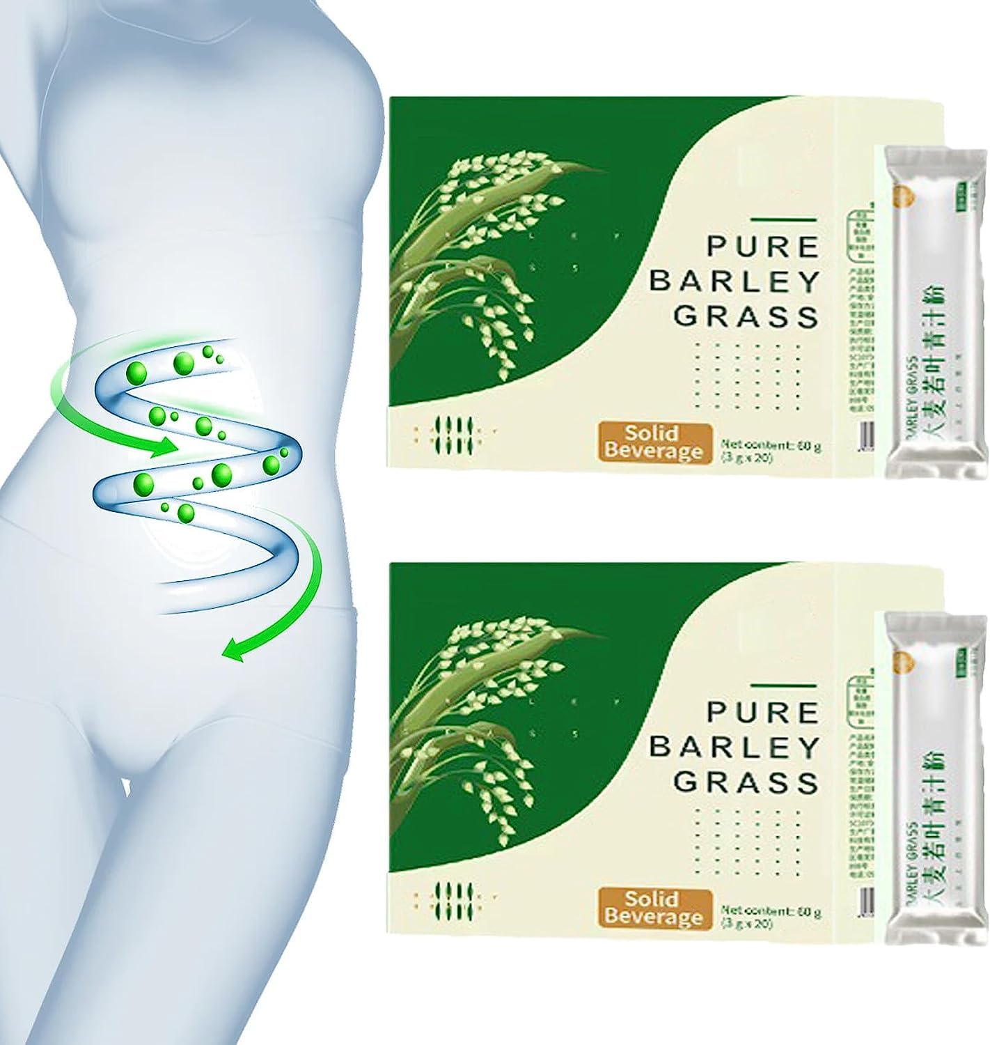 Naveta Barley Grass Powder 100% Pure & Organic, Naveta Pure Organic Barley, Naveta Organic Barley Grass Powder, Promote intestinal Peristalsis for Women & Men (2 Box)