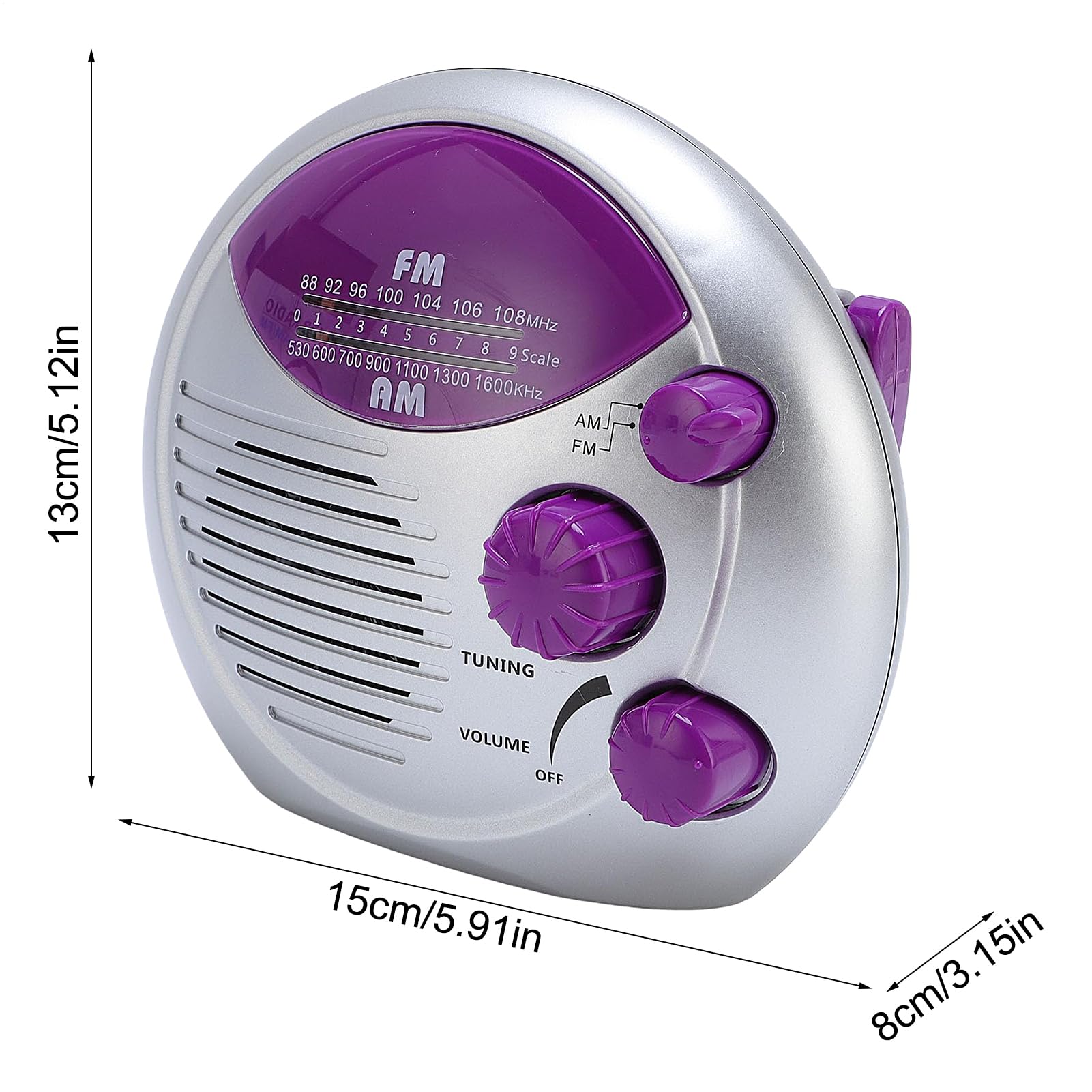 Radio De Douche AM/FM Imperméable | Haut-Parleur Étanche pour Douche | Radio à Piles avec Bouton de Volume Accrochable pour Maison Cuisine Salle de Bain Bain à Remous