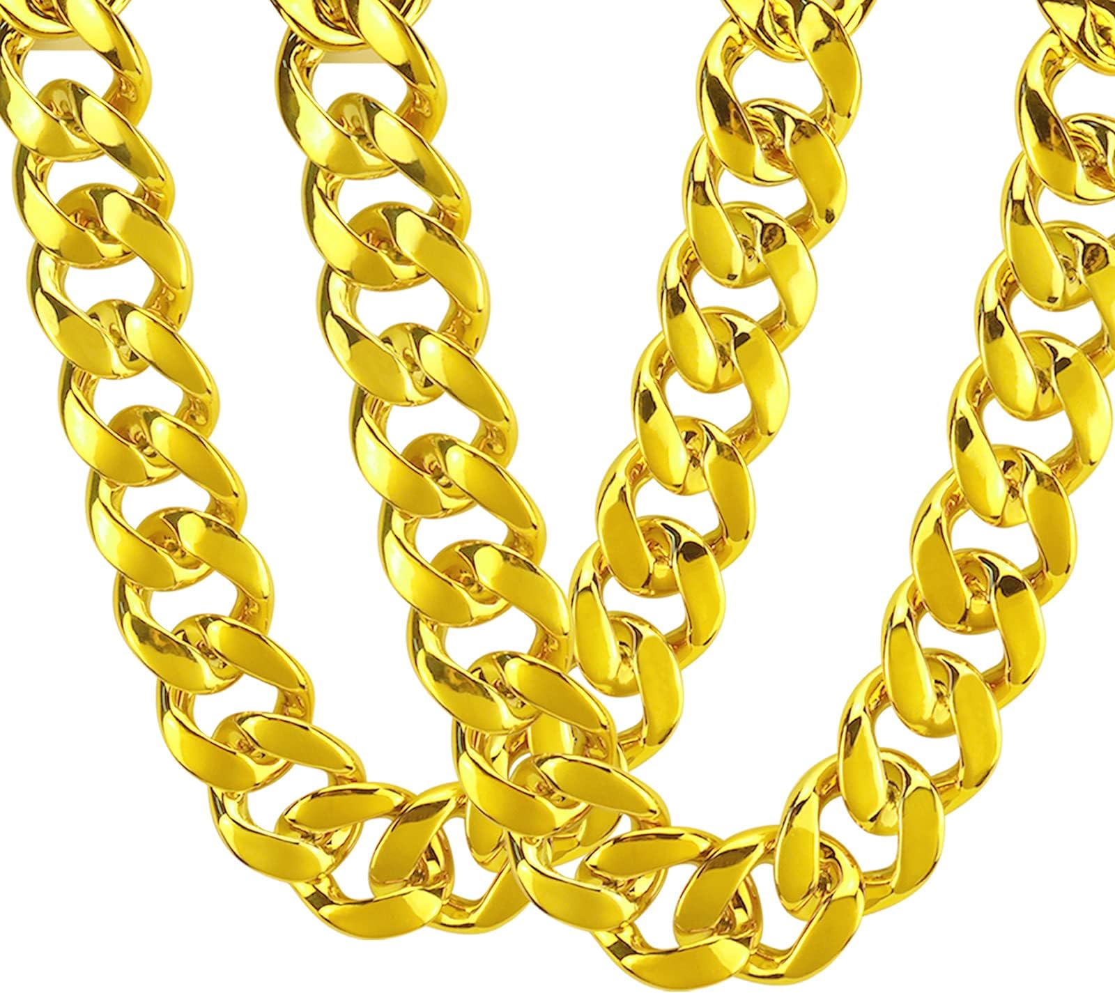 Riuziyi 2Pack Big Chunky Plastic Hip Hop Chain for Men, Fake Gold Silver Turn...