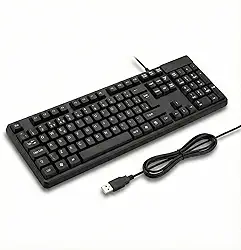 Teclado com Fio USB ABNT2 para PC e Notebook – Digitação Silenciosa, Conforto Ergonômico, Perfil Slim, Teclas Macias, Plug & Play, Alta Durabilidade, Ideal para Escritório, Estudos e Uso Diário