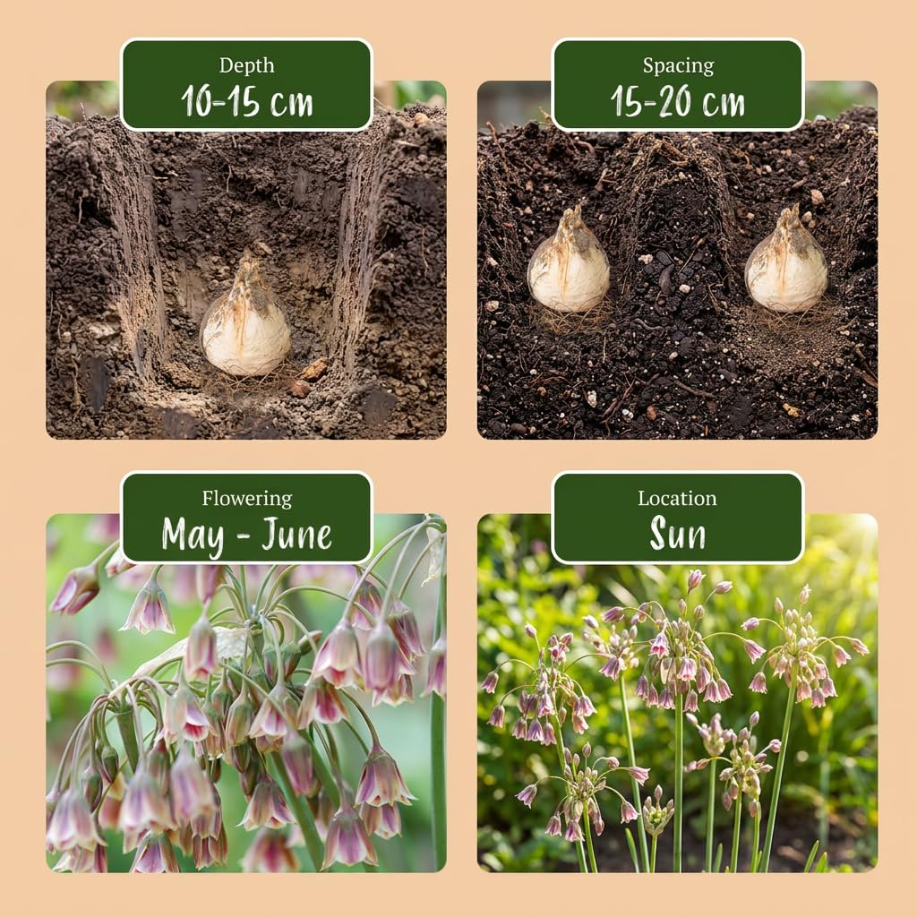Green boutiQ - 160x Allium Siculum - Ail de Sicile - Crème et Rose - Floraison estivale - Calibre 10/12