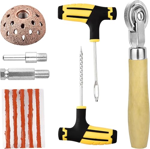 7 piezas de herramientas de reparación de neumáticos, ruedas de pulido de neumáticos, rueda de pulido de acero de tungsteno de 1.654 in, rodillos de