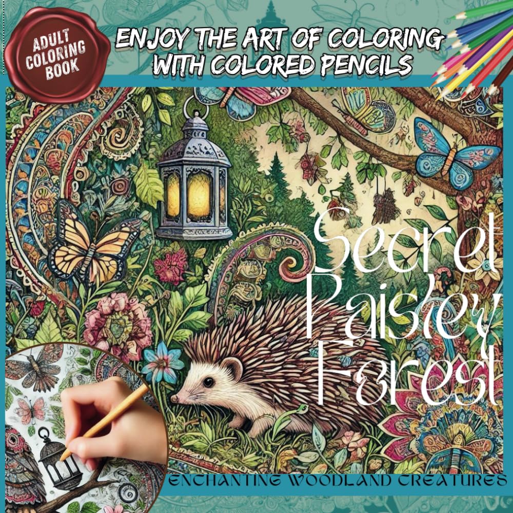 Adult Coloring Book Enjoy the Art of Coloring with Colored Pencils: Secret Paisley Forest: Enchanting Woodland Creatures
