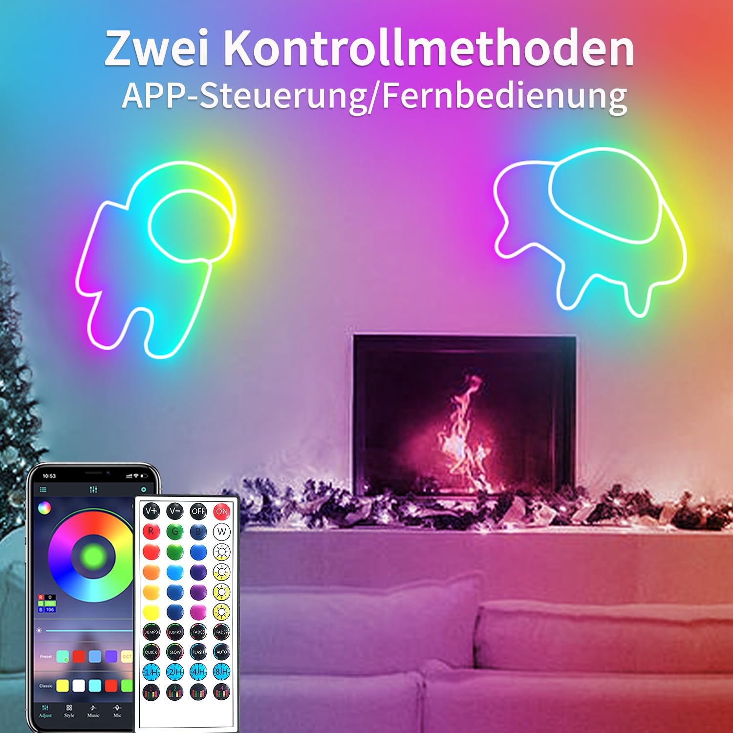 segrass Tira de neón LED de 20 m, flexible, con aplicación y mando a distancia, varios modos, IP65 al aire libre RGB, impermeable, para dormitorio, interior, sincronización de música, juego de bar