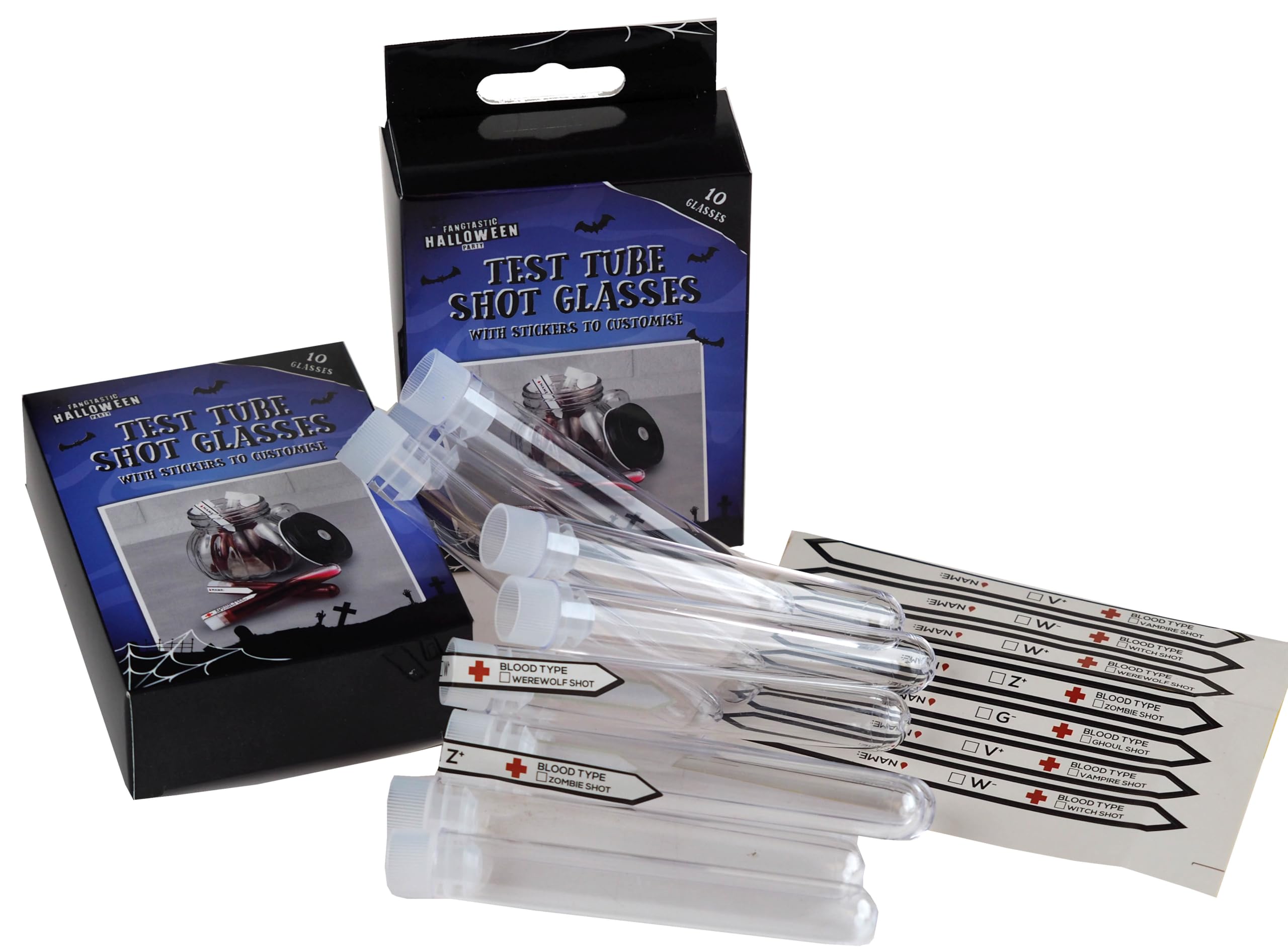 BWG 20 Halloween Party Shot Glasses -Test Tube blood Sample Novelty Shape!