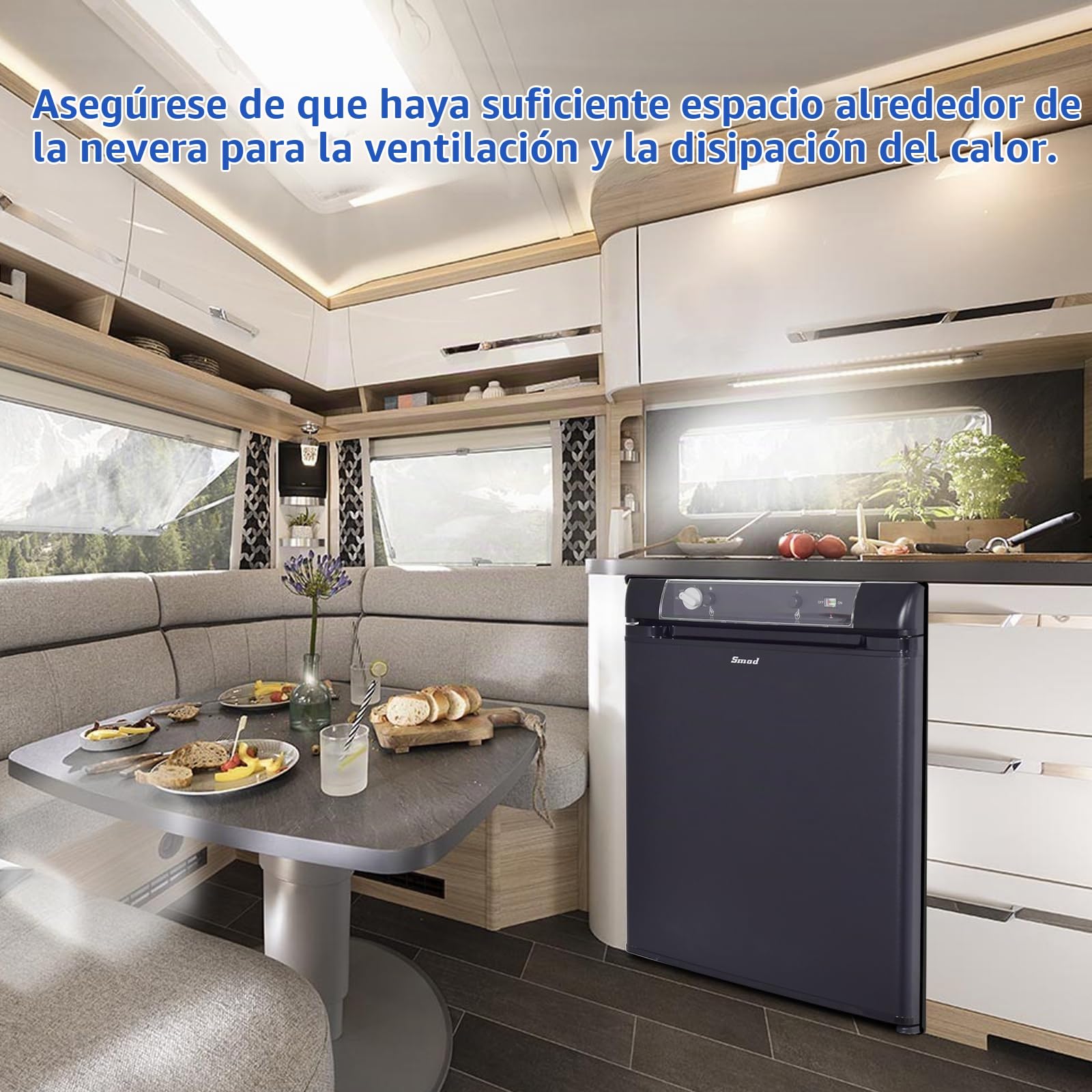 Smad Nevera Camper 40L, Nevera Trivalente-Gas 12V 230V, Camping Frigorifico Trivalente para Caravanas, Autocaravanas, Furgonetas, Garajes, Camiones, Casas Móviles, Sin Ruido, Absorción