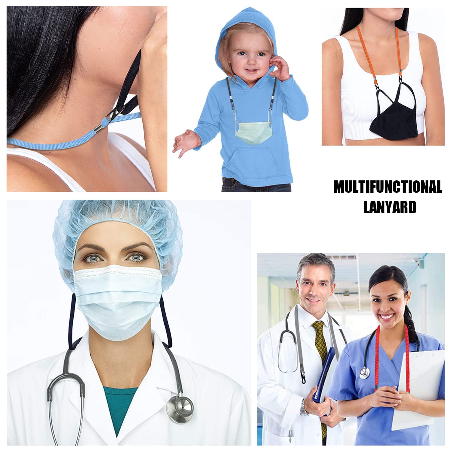 Maskenband Einstellbarer Maskenhalter Wiederverwendbar 10 Stück Maskenhalterung Hinterkopf Maskenverlängerung für Einwegmasken, FFP2 Maske, Kinder und Erwachsene