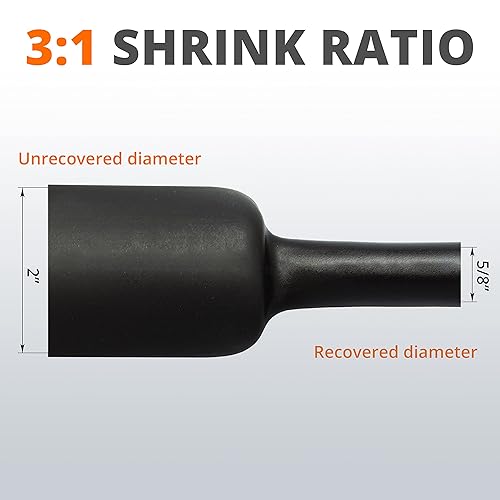 Miniatura 8 de Wirefy Kit de tubos termorretráctiles, 200 piezas, relación 3:1, forro adhesivo, tubo retráctil de alambre, tubo termorretráctil industrial, negro