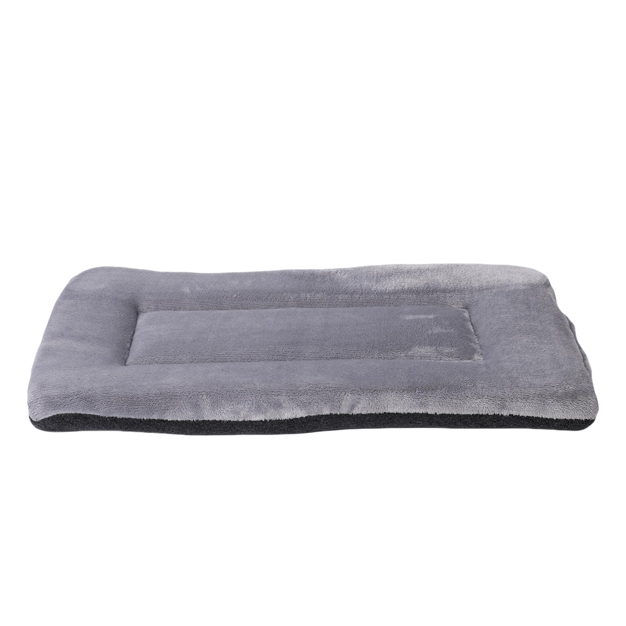 DERICOR Dog Bed Plush Dog Crate Bed 24" x 18" Crate Pad Double Sided Puppy Cushion, Light Grey Plush, 60 x 3 x 45 cm (L x W x H)