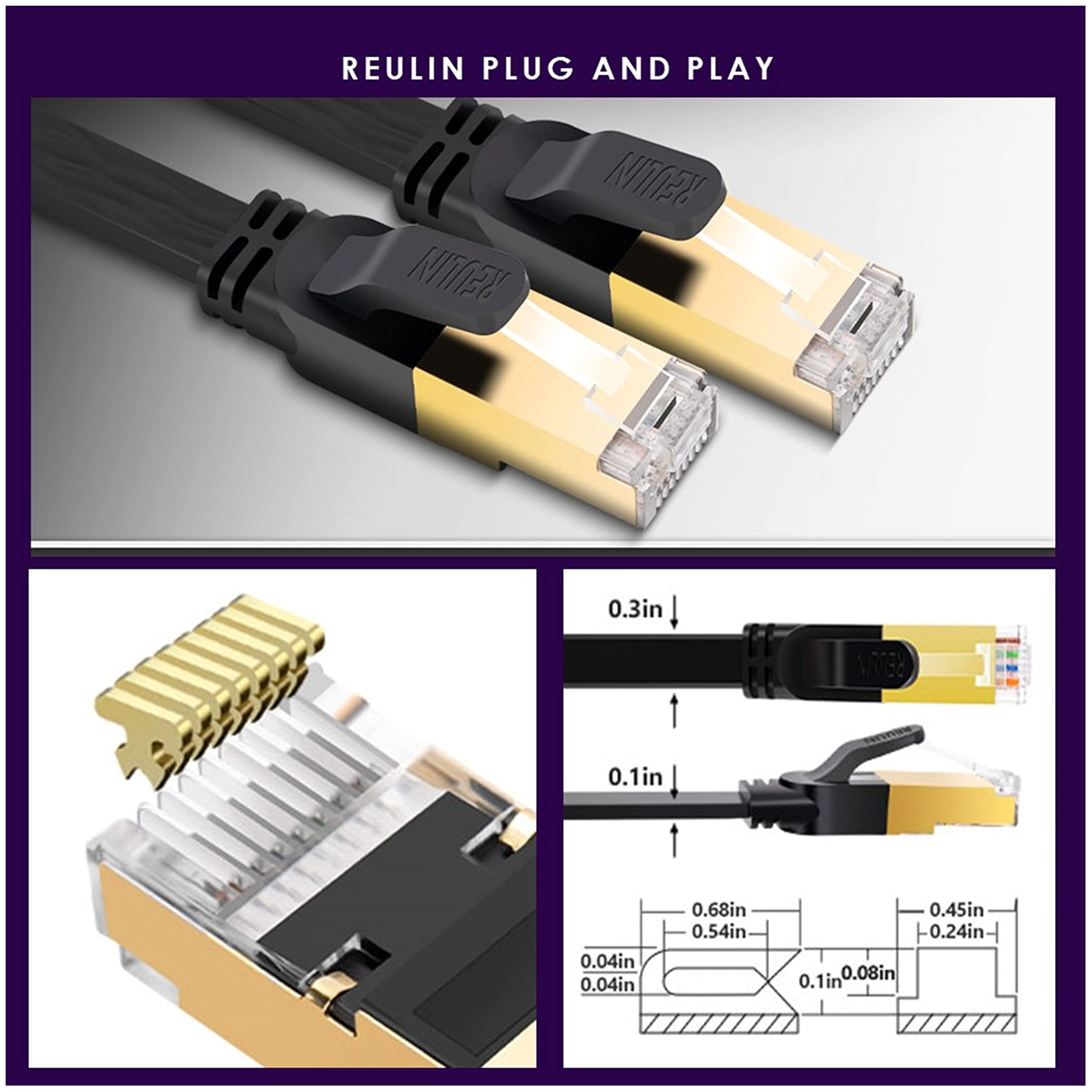 Ultra Flessibile Cavo Ethernet CAT 8 15M RJ45 Piatto CAT8 Cavi 15 M Compatibile con PC Laptop Smart TV Router Modem Switch Hub PS4/PS5/IPTV Box 15.0 Metri