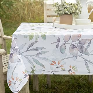Benson Mills Spillproof Spring/Summer Durable Heavyweight Fabric Indoor Outdoor Tablecloth, Washable Table Cloth for Rectangle Tables, Picnic/Patio Table Covers (52" x 70" Rectangular, Botanica)