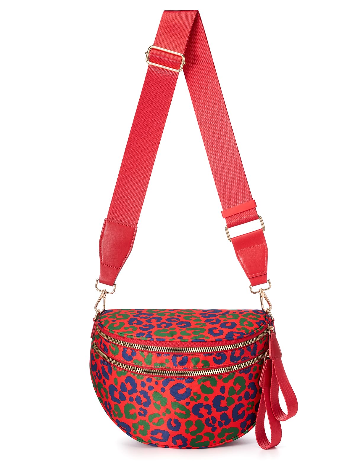 Pure Colour Crossbody Bag Bum Bag for Women,Spacious Purse Fanny Packs Belt Bag,Oversized Bum Bag (Blue Green Leopard Bum Bag)