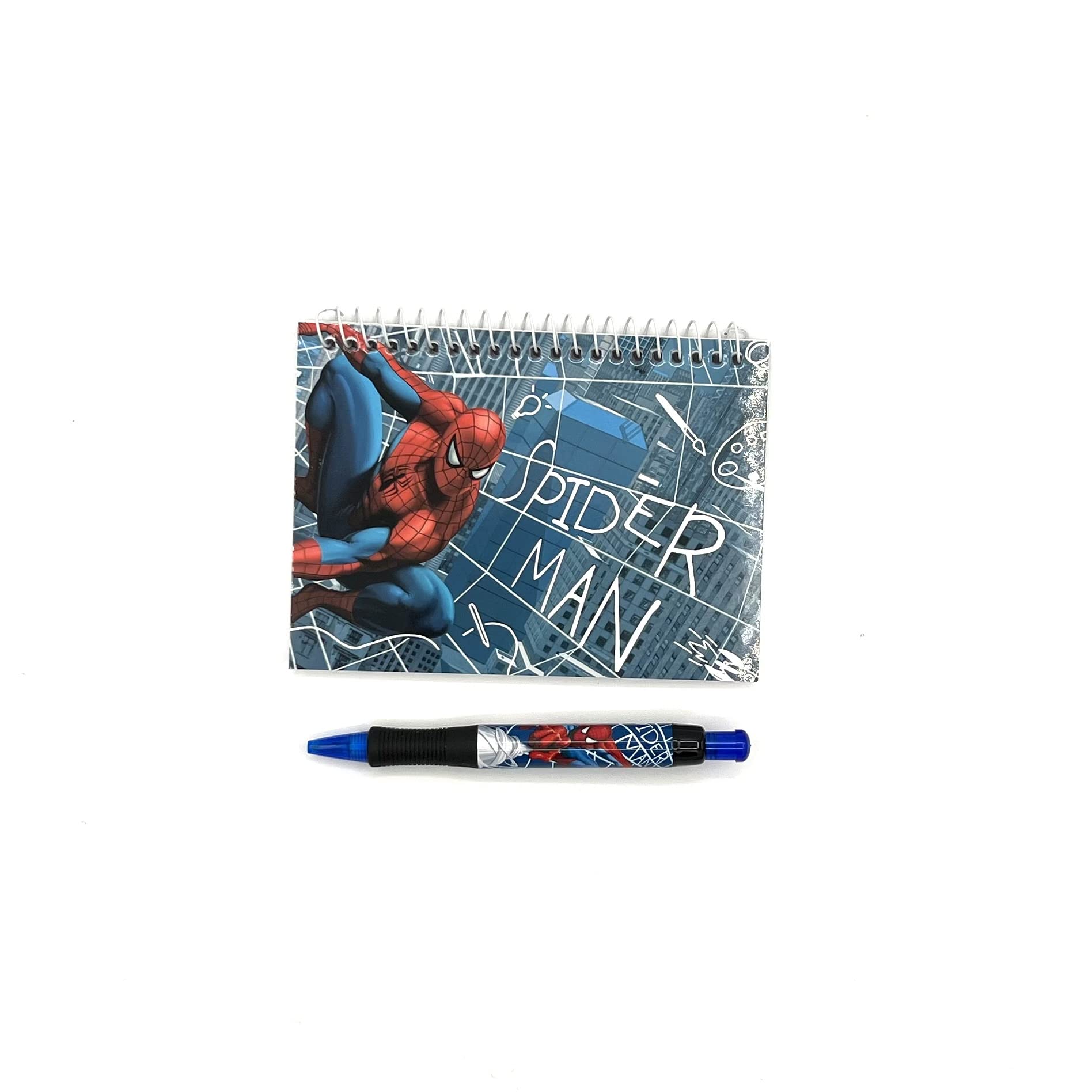 Disney Spiderman Spiral Notebook - Autograph Book -Retractable Pen - Blue