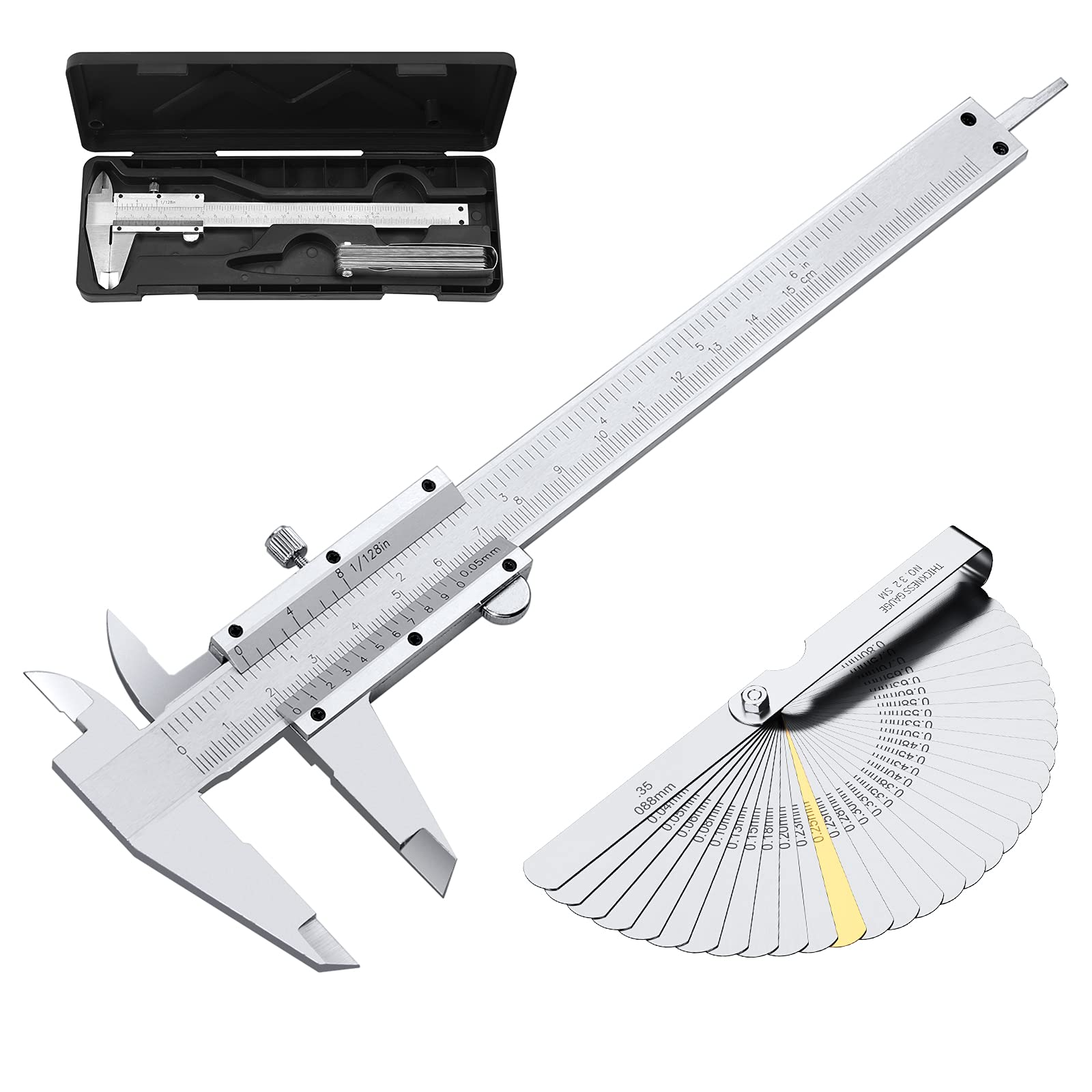 Buy CAMWAY Vernier Caliper 6 Inch + Stainless Steel Feeler Gauge 32
