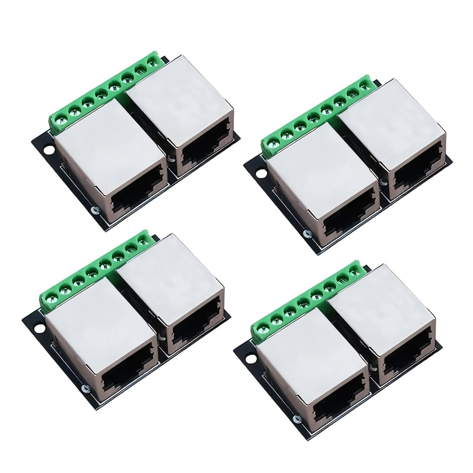 4 unidades RJ45 Ethernet Dual hembra Terminal Breakout Board | Adaptador doble de 3,5 mm, RJ45, enchufes dobles a 8 pines