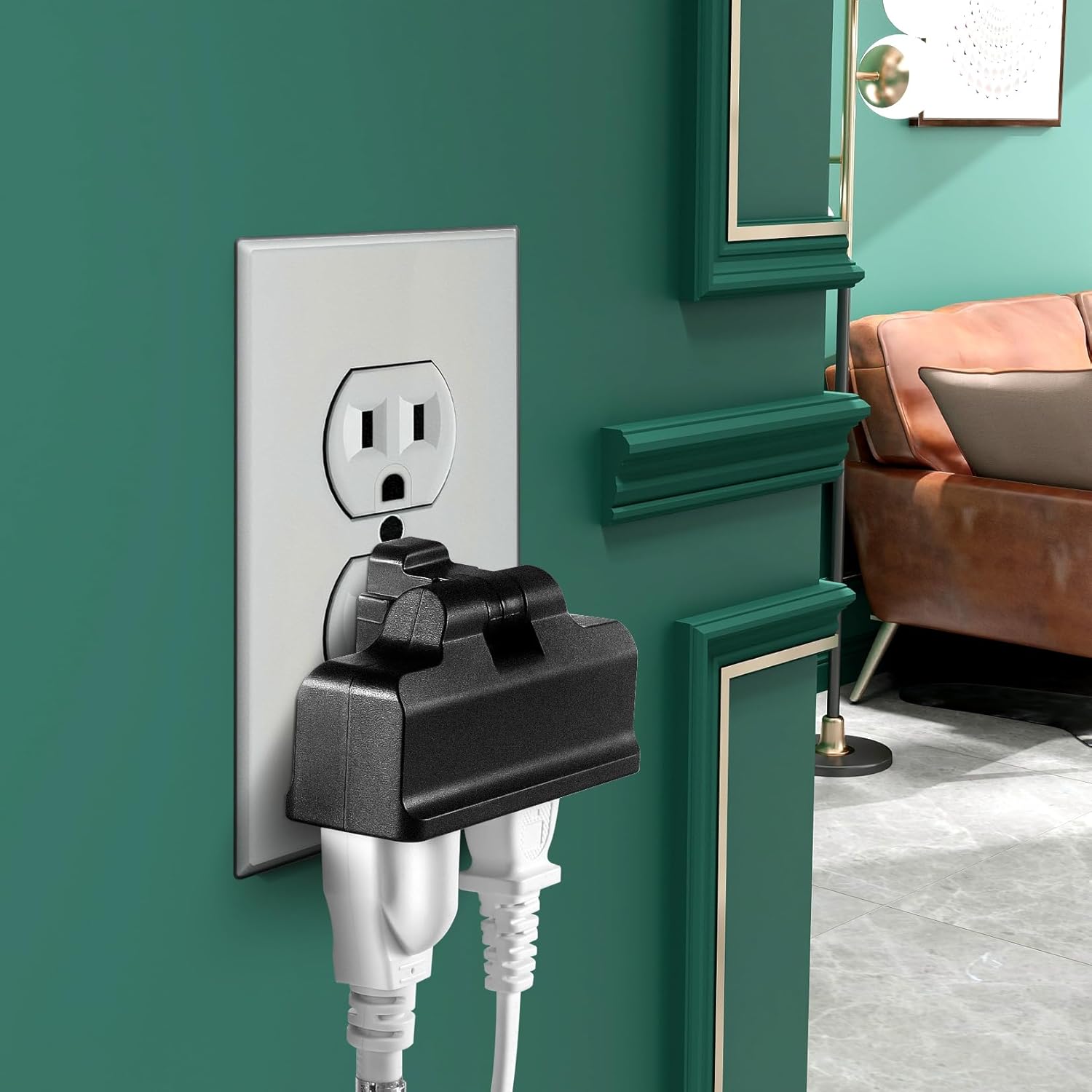UL Listed 3 Outlet Wall Adapter, FiiMan 3-Prong Grounded 180 Degree Swivel Wall Plug Adapter Adjustable 3 Way Outlet Extender Tap (1 Pack, Black)